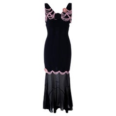 Chanel S/S 2003 RUNWAY Vestido de gala adornado con cuentas Sz FR36 Karl Lagerfeld
