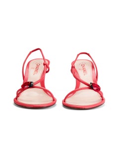 CHANEL S/S 2004 Ladybug Coral Red Leather Slingback Heels