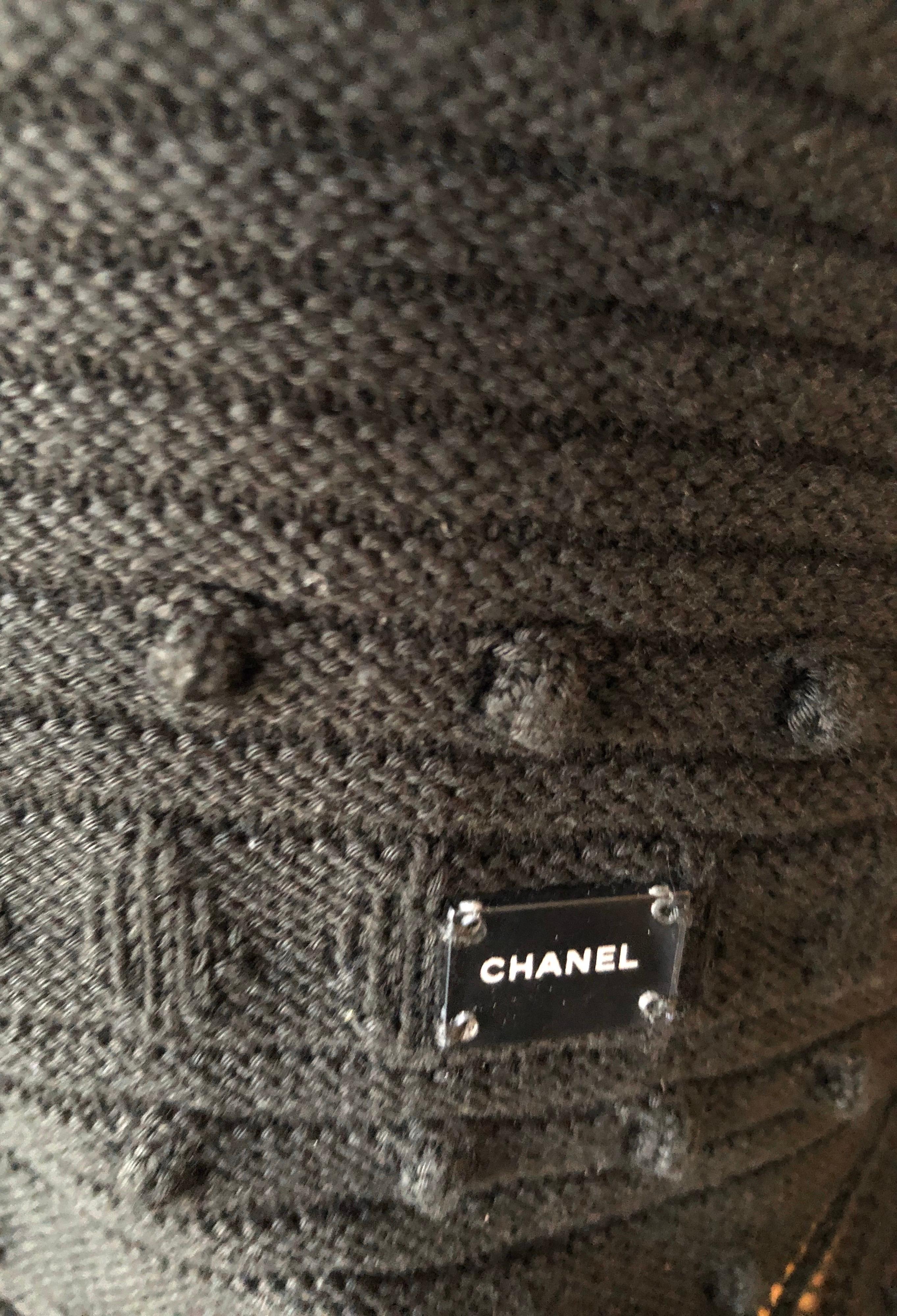 Chanel S/S 2004 Runway Open Knit Crochet Black Dress 2