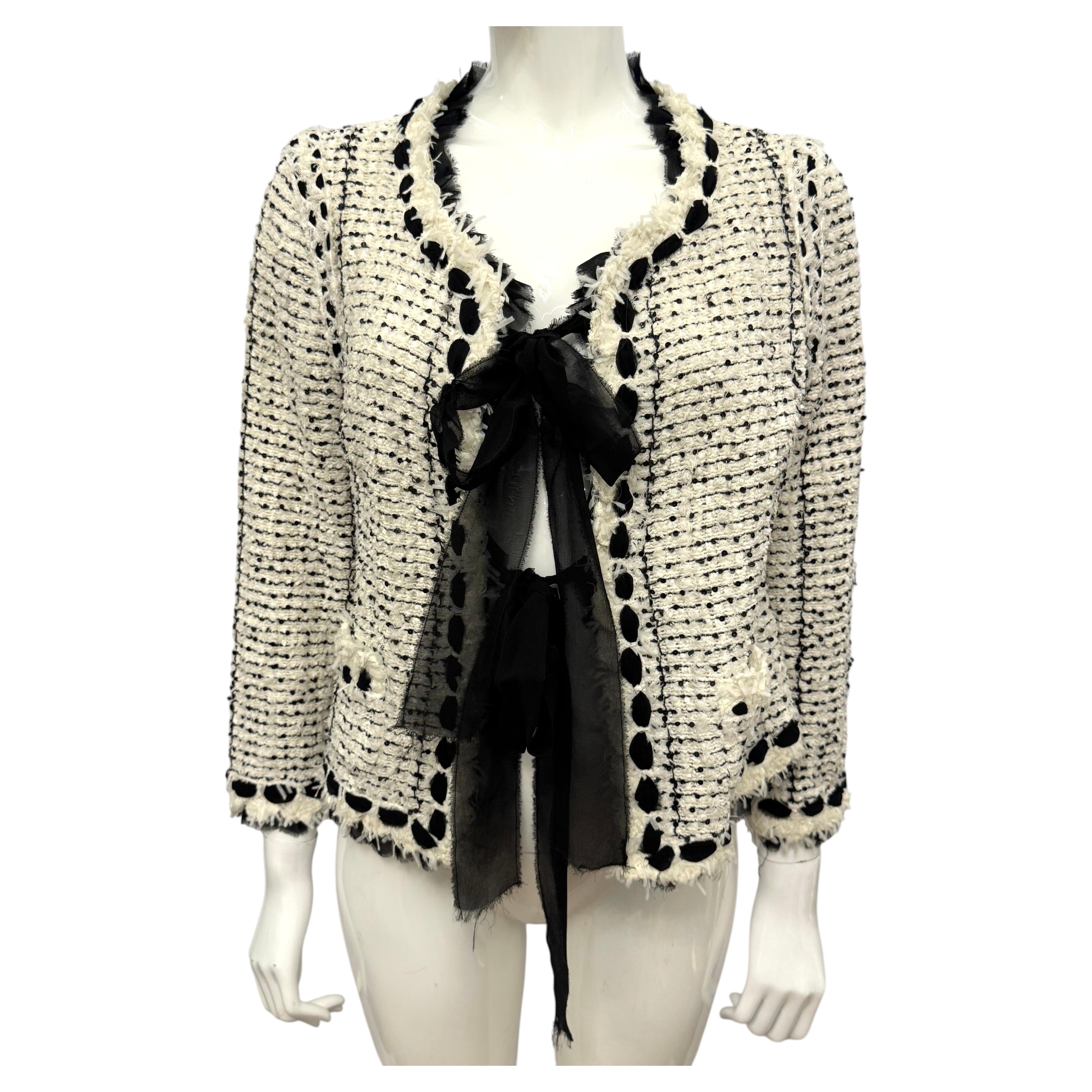 Chanel S/S 2005 rare ribbon tweed and sequins Melania trump jacket