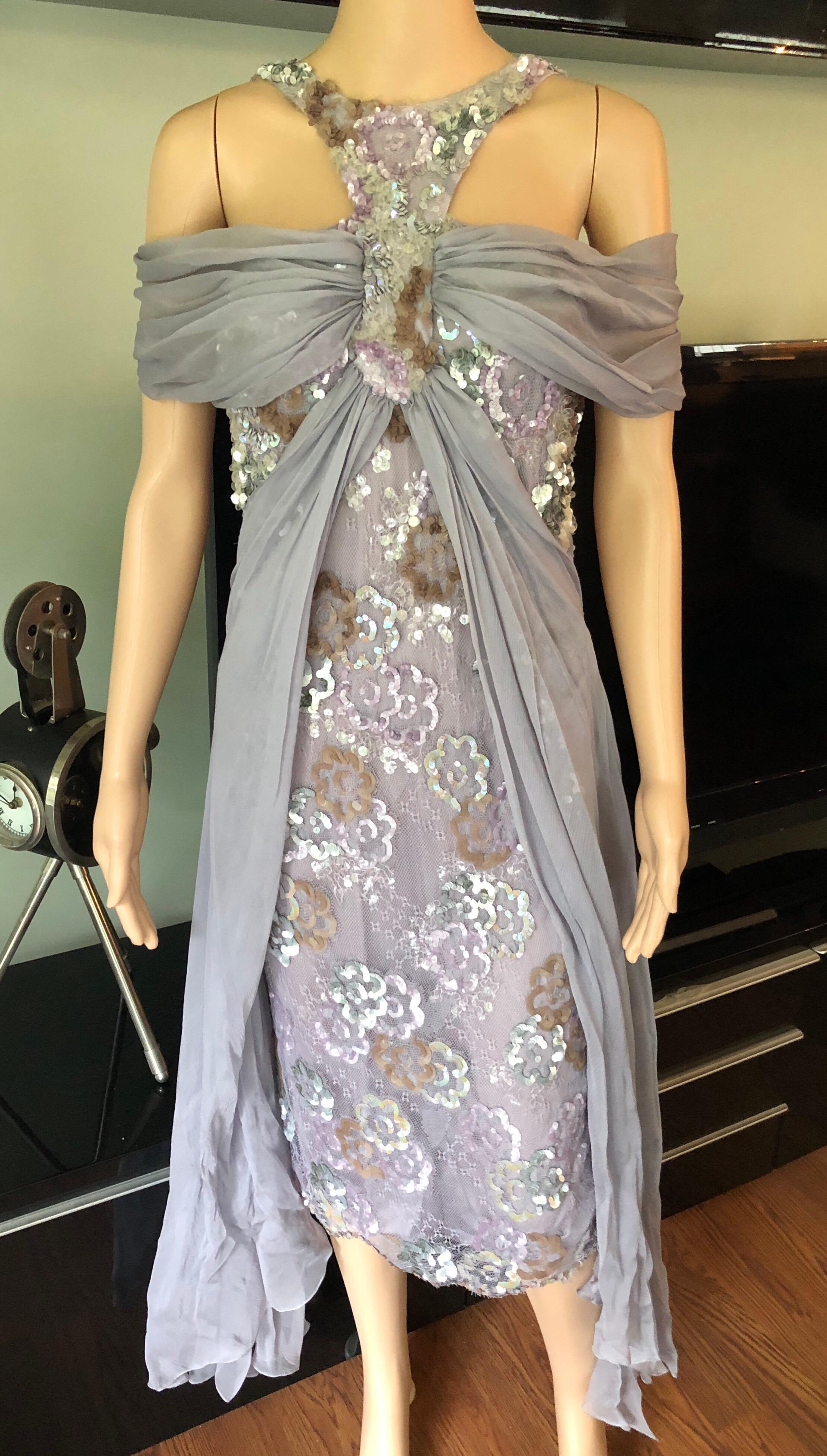 Chanel S/S 2005 Runway Silk Embellished Evening Dress In Excellent Condition In Naples, FL