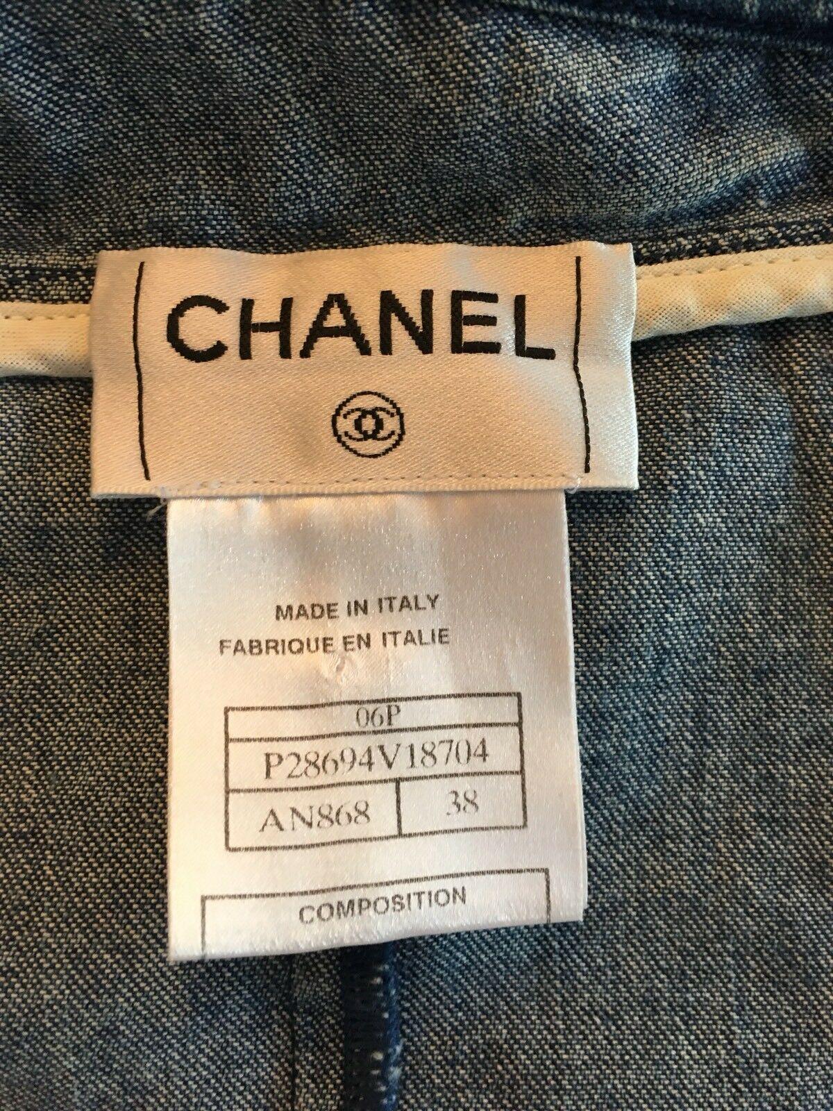 Chanel S/S 2006 Runway Denim Open Back Halter Top and Short Pants 2 Piece Set 2