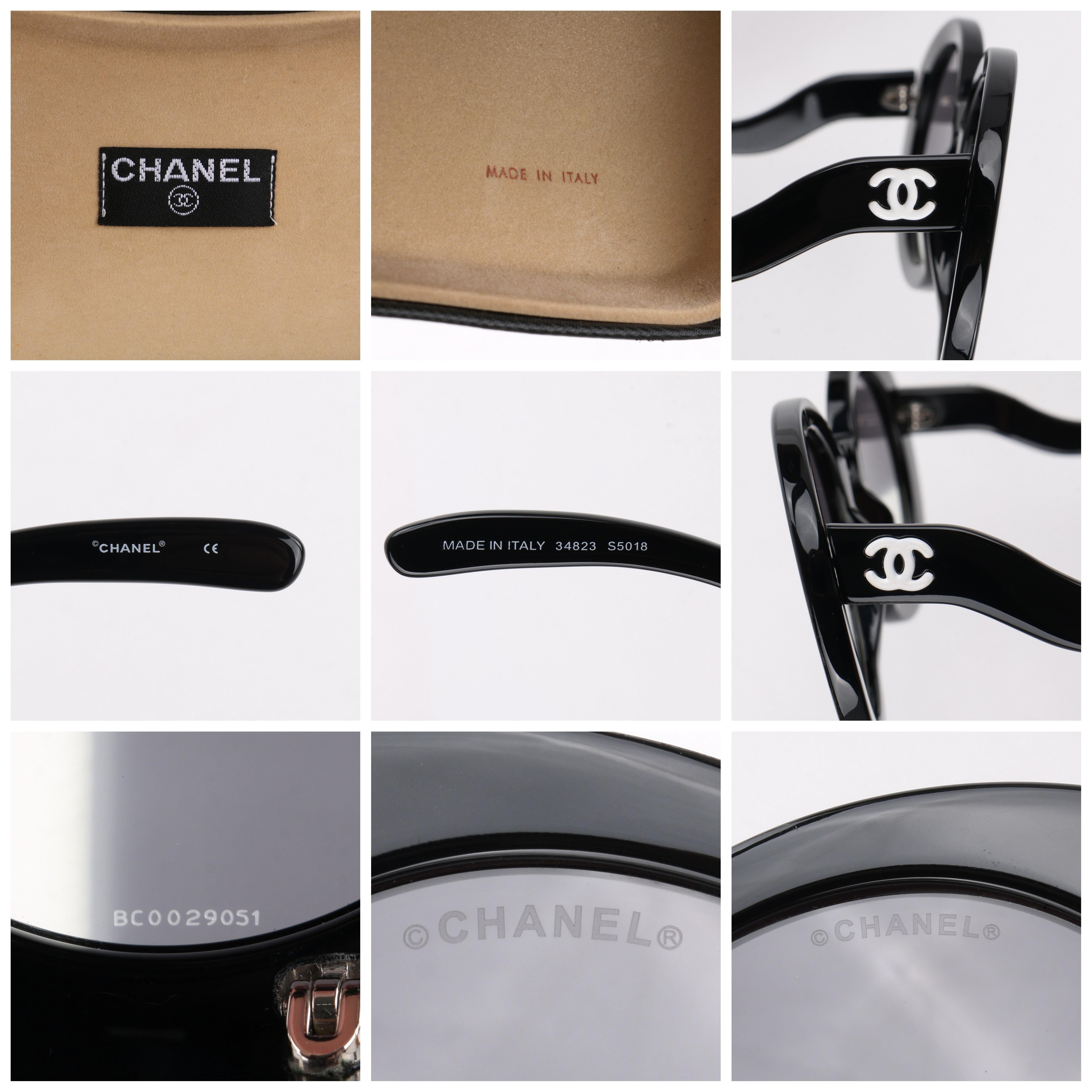 CHANEL S/S 2007 Black Round Half-Tint Sunglasses S5018    4
