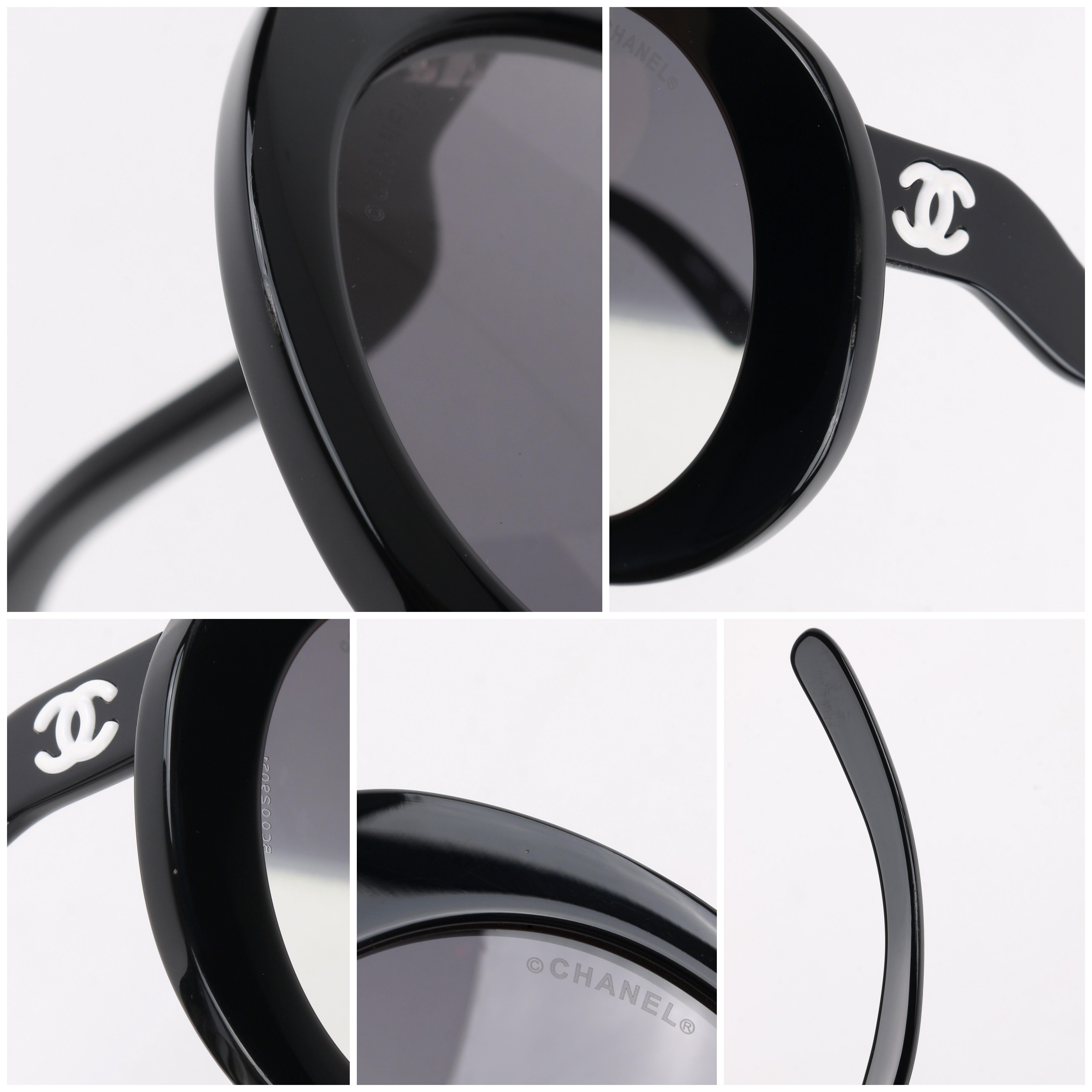 CHANEL S/S 2007 Black Round Half-Tint Sunglasses S5018    5