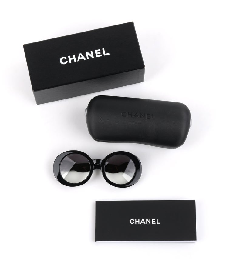 CHANEL S/S 2007 Black Round HalfTint Sunglasses S5018 at 1stDibs