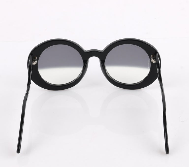 CHANEL S/S 2007 Black Round HalfTint Sunglasses S5018 at 1stDibs
