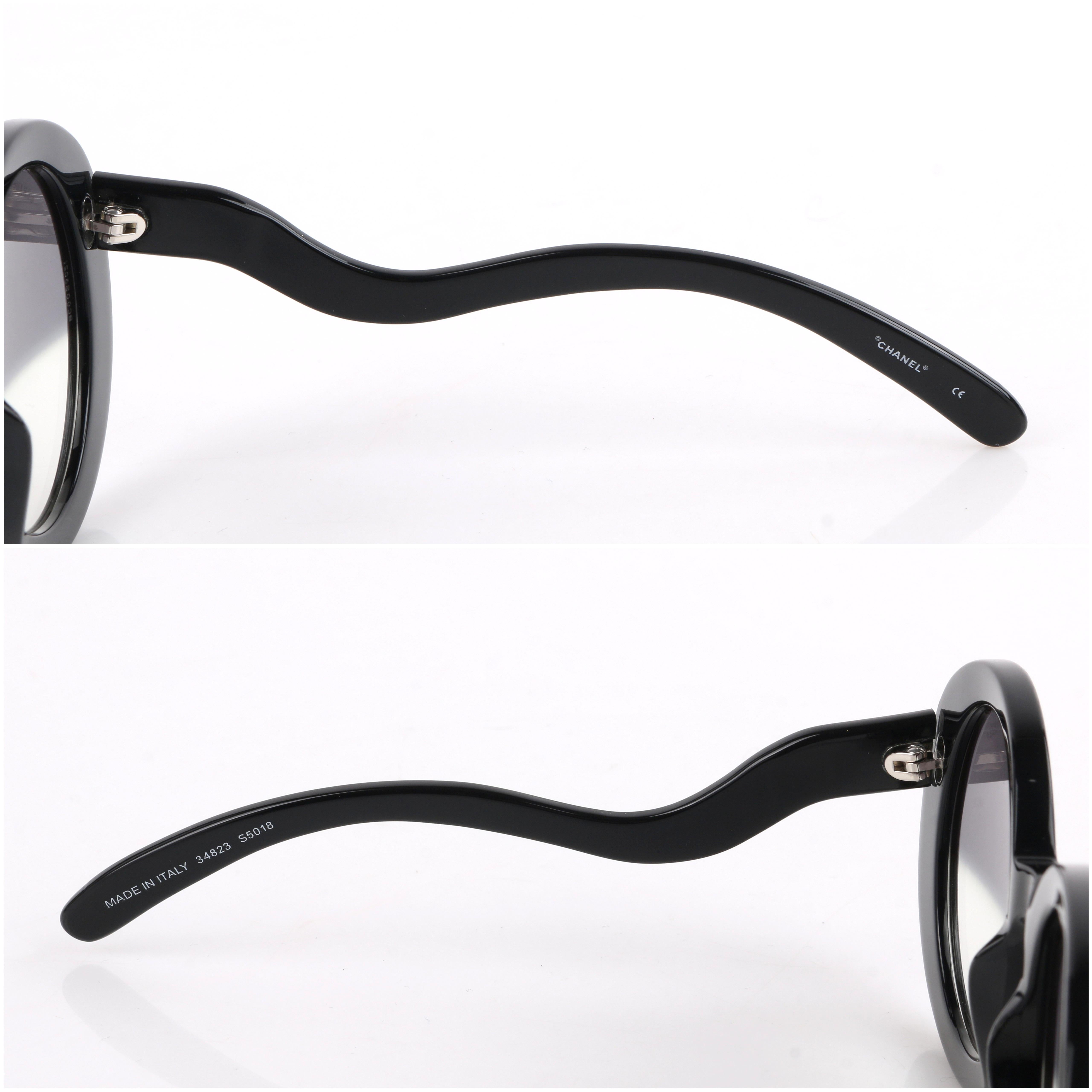 Women's or Men's CHANEL S/S 2007 Black Round Half-Tint Sunglasses S5018