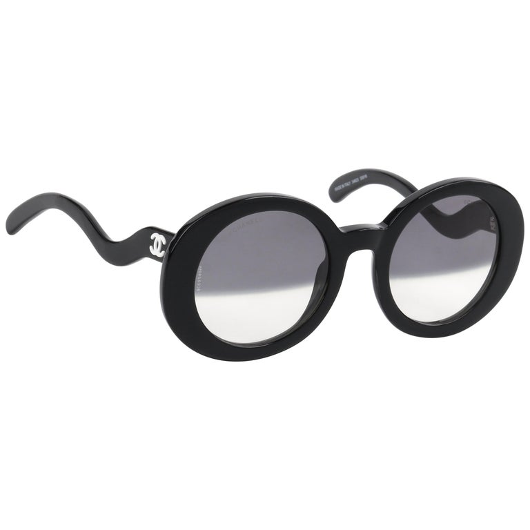 Chanel COLLECTOR'S 2013 Black Acetate Coco Silhouette Sunglasses