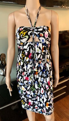 Chanel S/S 2007 CC Logo Monogram Print Cutout Mini Dress