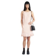 Vintage S/S 2007 Chanel Baby Pink/White Tweed A-Line Knee Length Dress