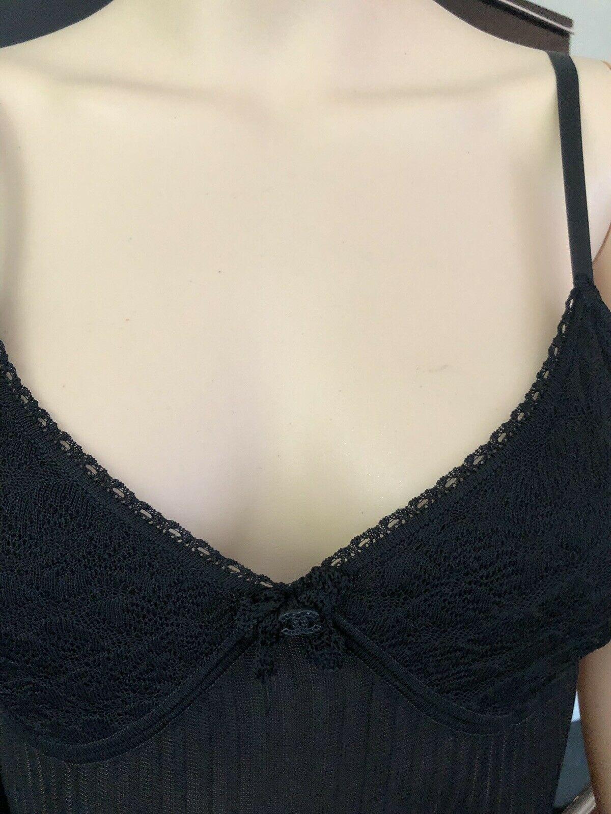 Chanel S/S 2008 Sheer Panel Lace Knit Black Dress In Good Condition In Naples, FL