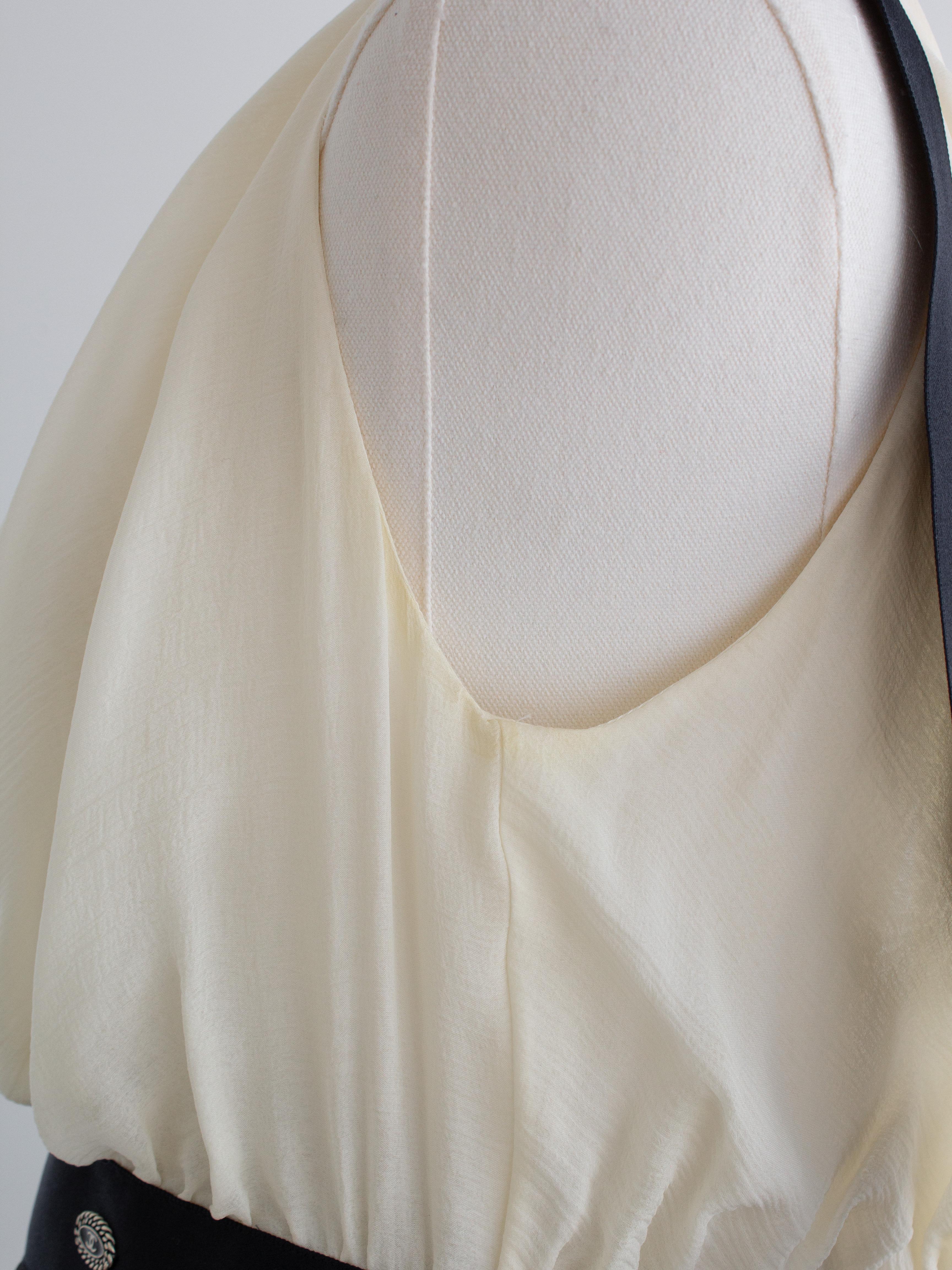 Chanel S/S 2010 Black White Grecian One-Shoulder Draped Silk 10P Gown For Sale 9