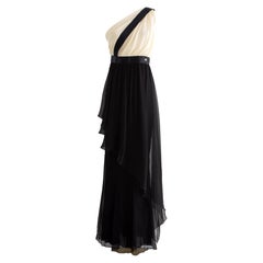 Chanel S.S. White 2010 Abito Grecian monospalla con drappeggio in seta 10P
