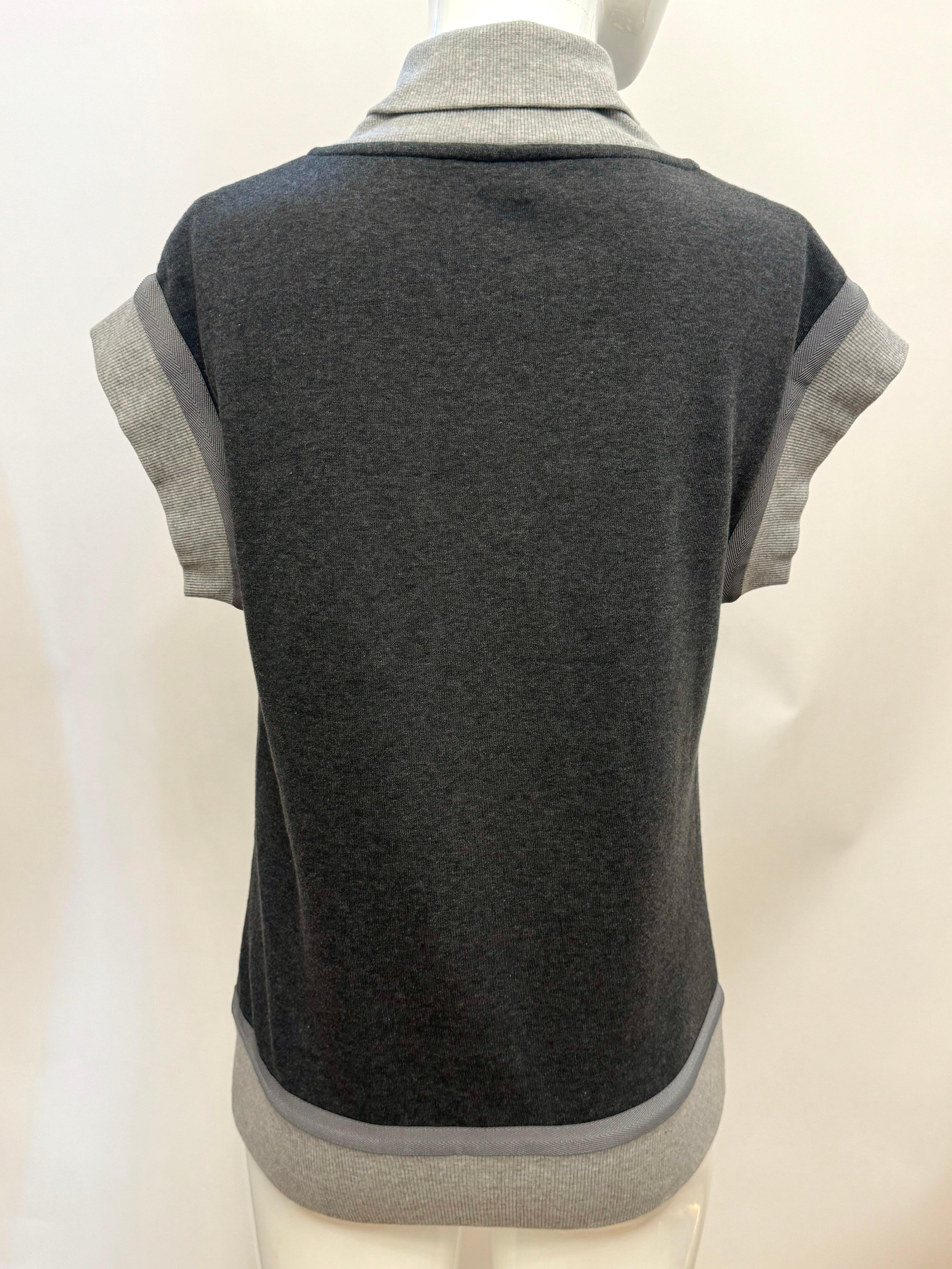 Felpa con logo in cotone grigio Chanel P/E 2010 in vendita 3