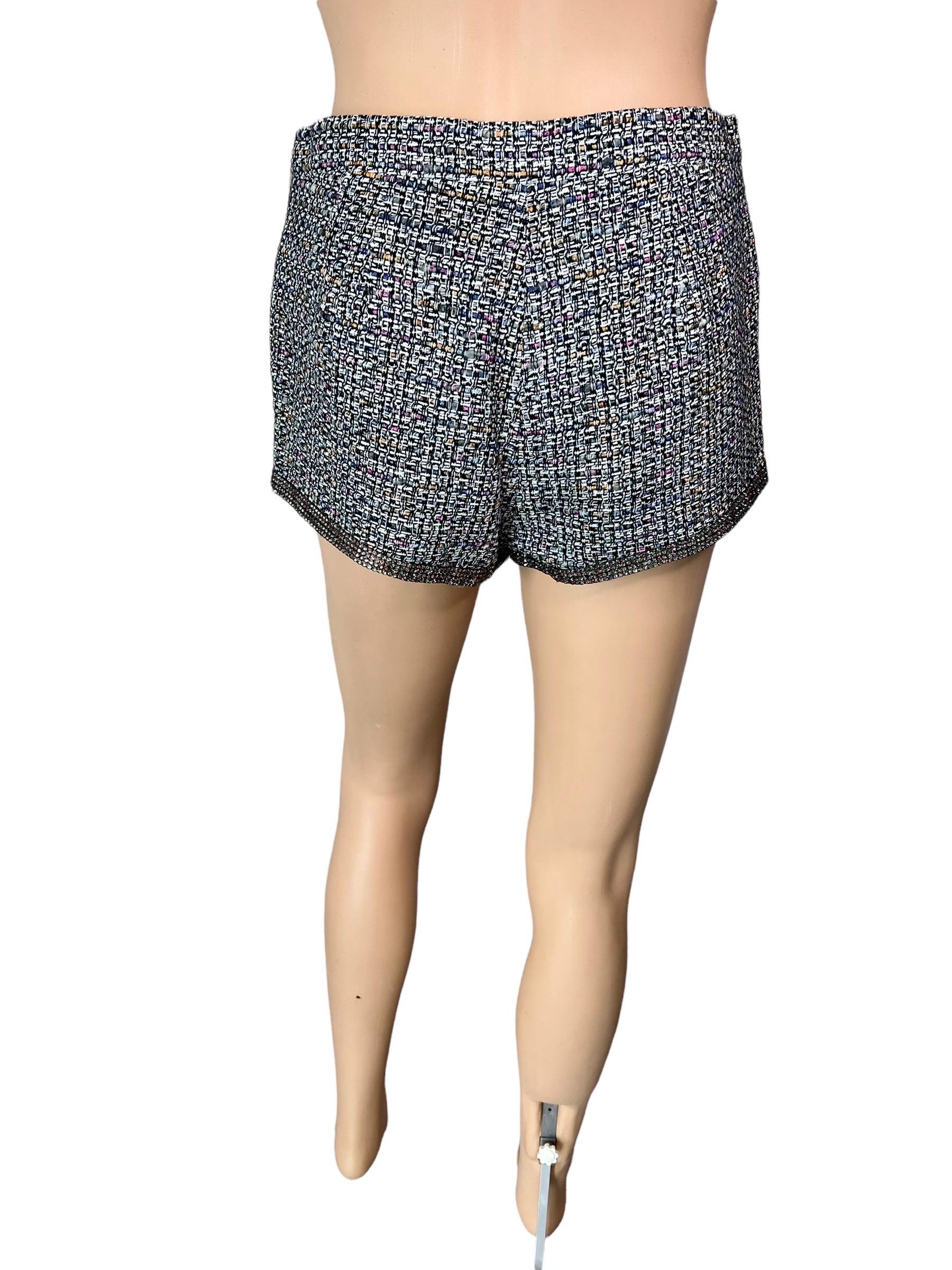 Chanel S/S 2011 Runway CC Logo Crystal Embellished Mini Shorts  In Excellent Condition For Sale In Naples, FL