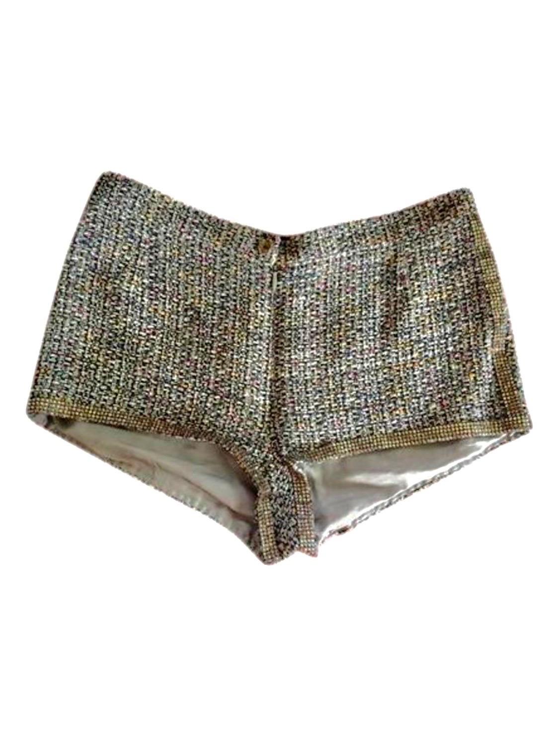 Chanel S/S 2011 Runway CC Logo Crystal Embellished Mini Shorts  For Sale 1