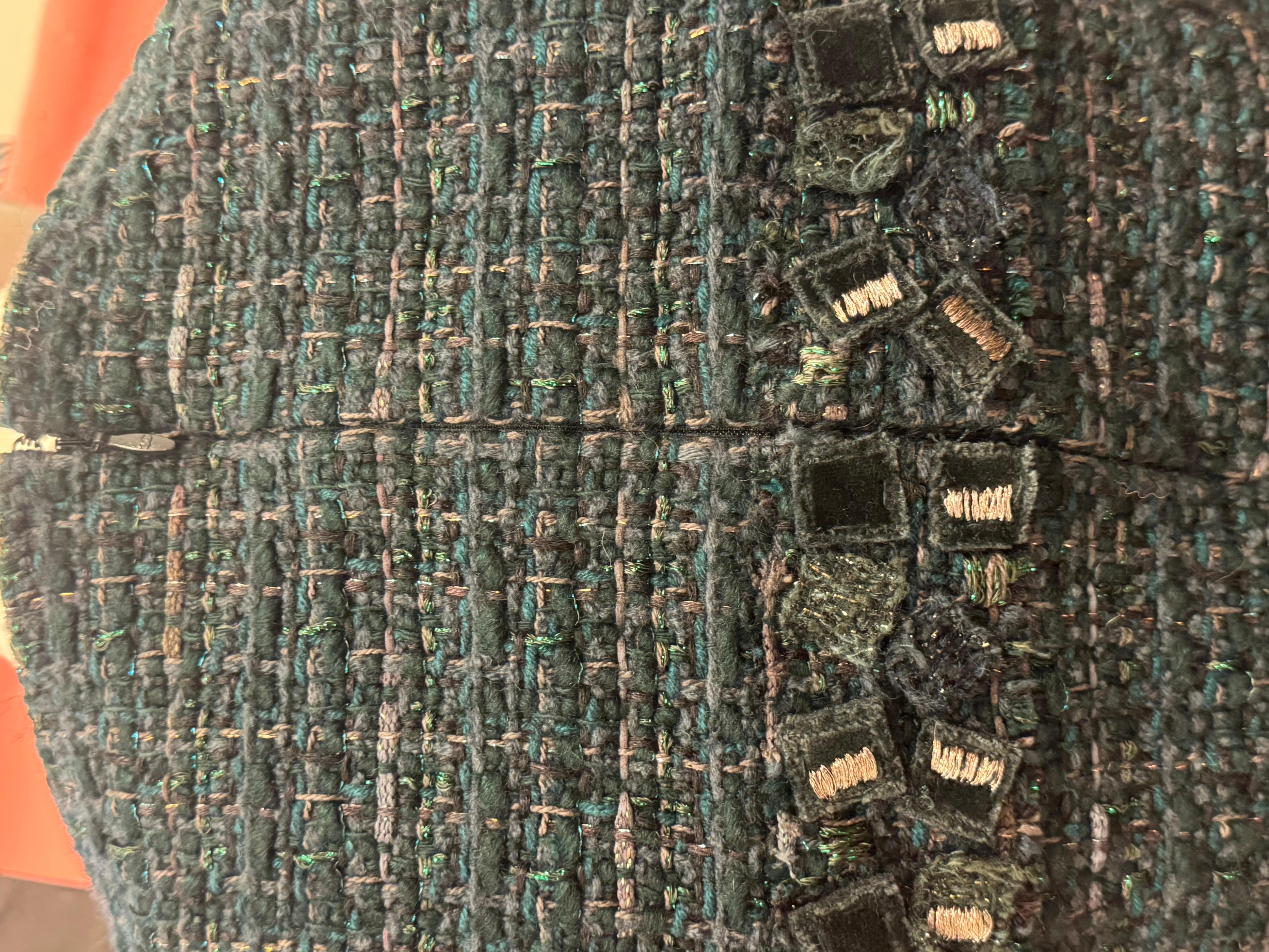 Robe verte en tweed fantaisie S/S 2012 de Chanel par Karl Lagerfeld en vente 8