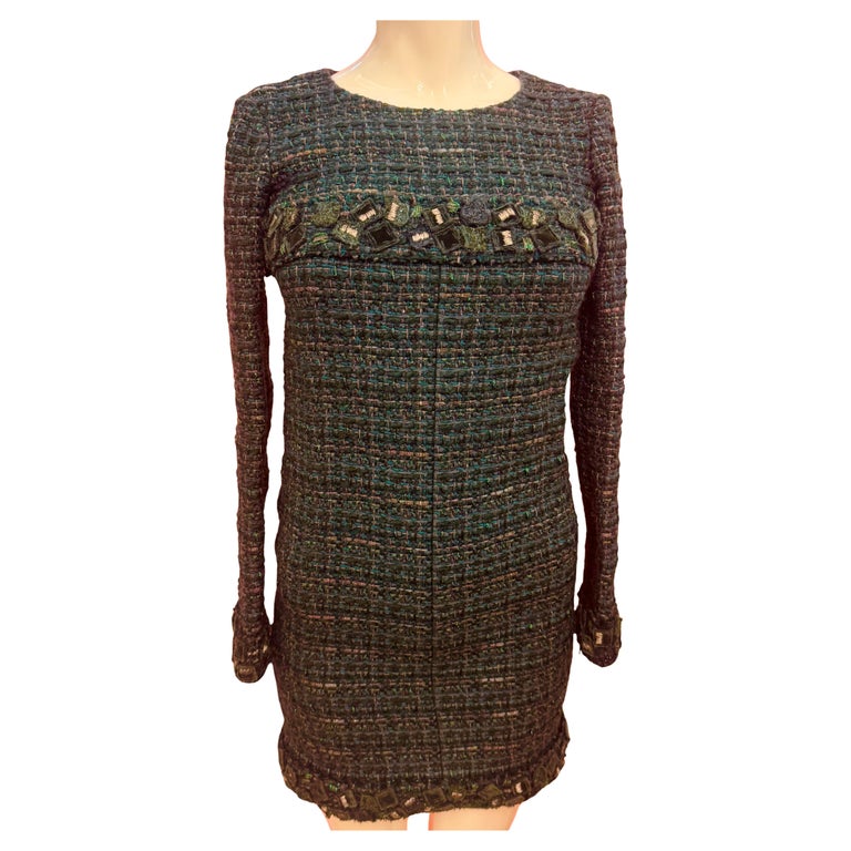 Chanel S/S 2012 fantasy tweed green dress by Karl Lagerfeld For Sale at  1stDibs