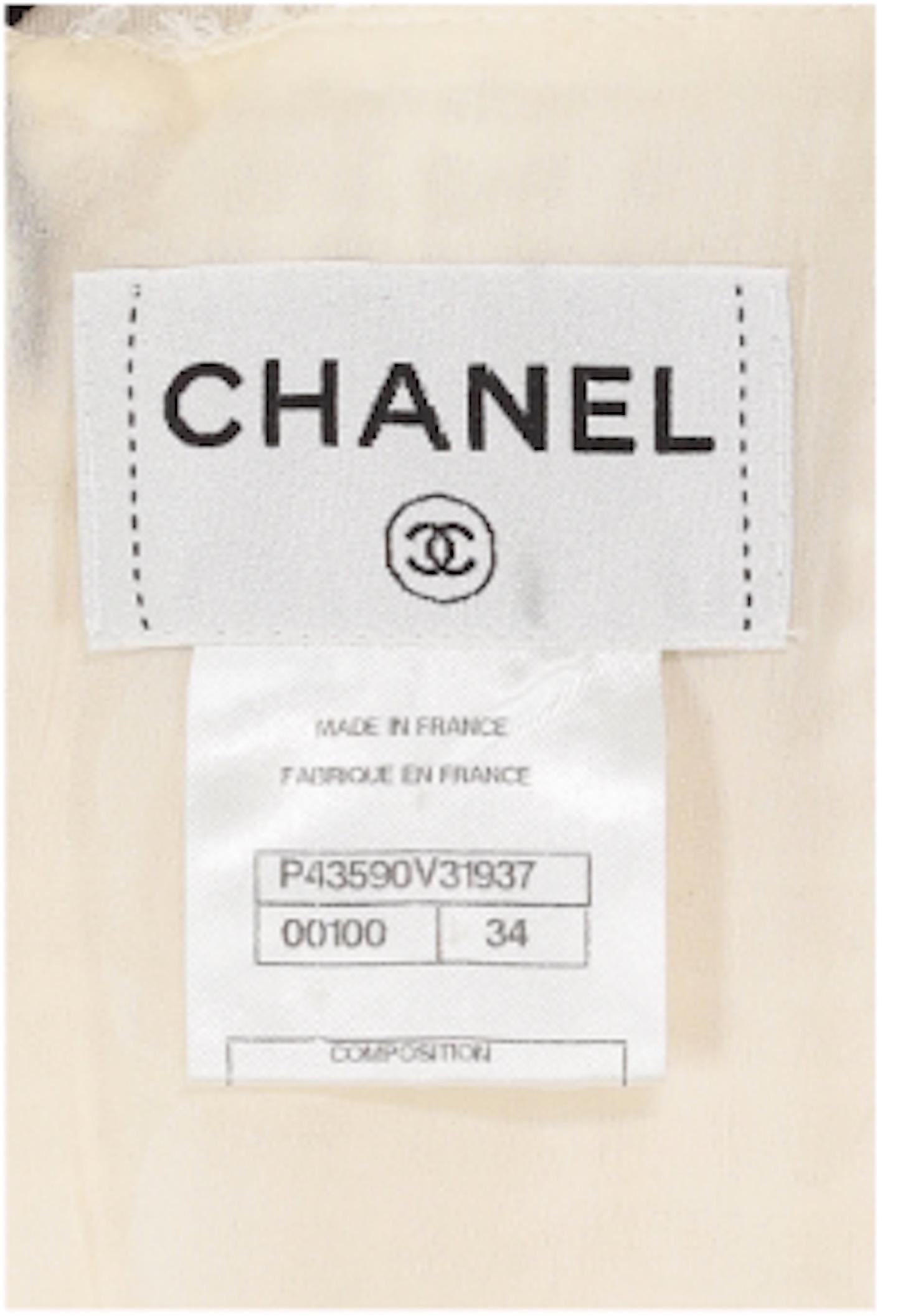 Chanel F/S 2012 Look 7 Weißes Kleid mit schwarzen Details Damen im Angebot