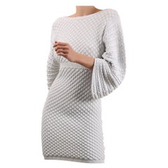 Chanel S/S 2012 pale blue sweater waffle knit oversized backless mini dress
