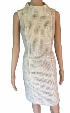 Chanel S/S 2013 Runway Open Knit Double Breasted Ivory Dress