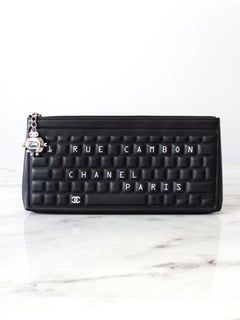 Chanel S/S 2017 Data Center Black Silver Robot Cocobot Leather Keyboard Clutch