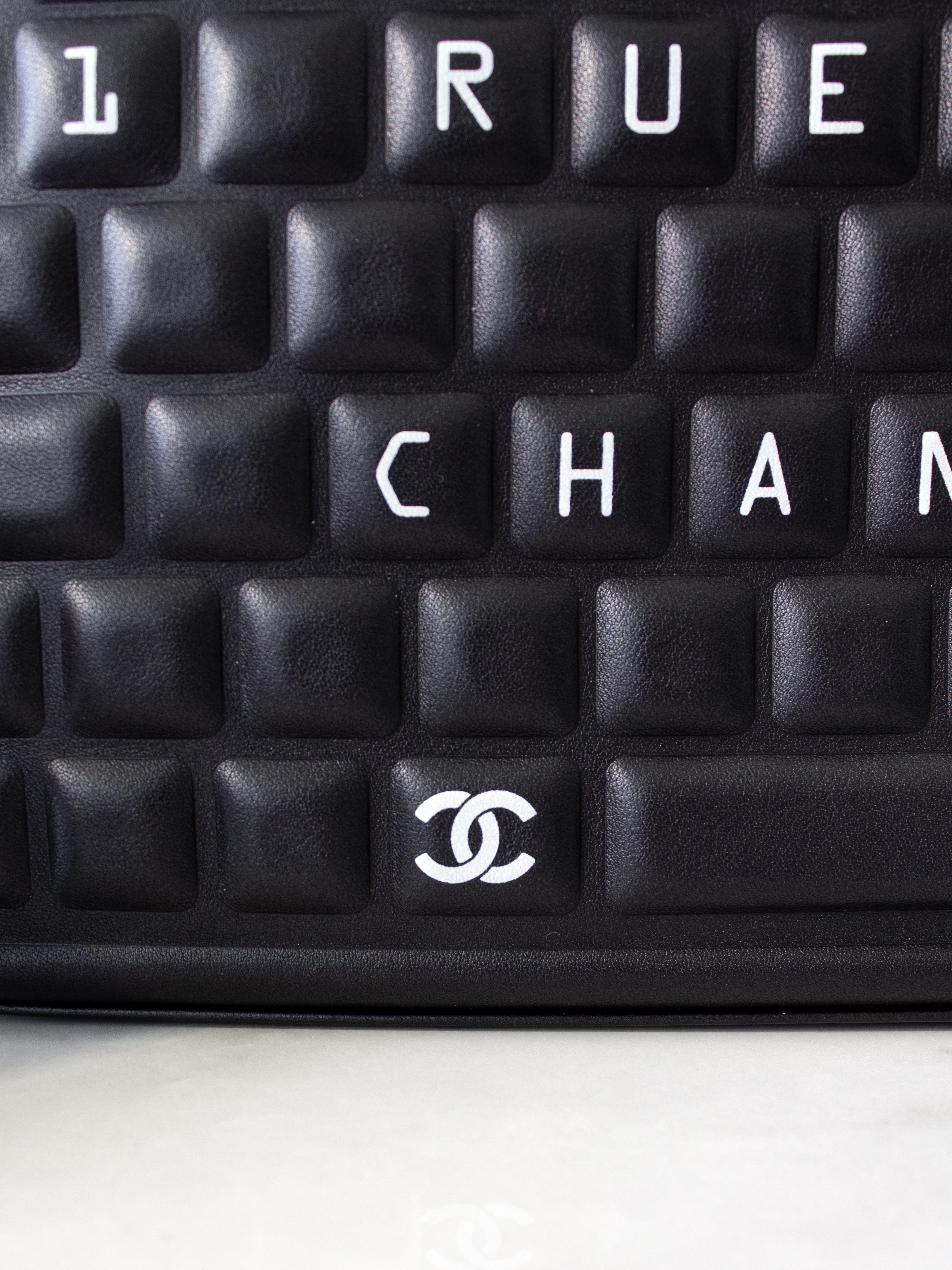 Chanel S/S 2017 Data Center Black Silver Robot Cocobot Leather Keyboard Clutch  2