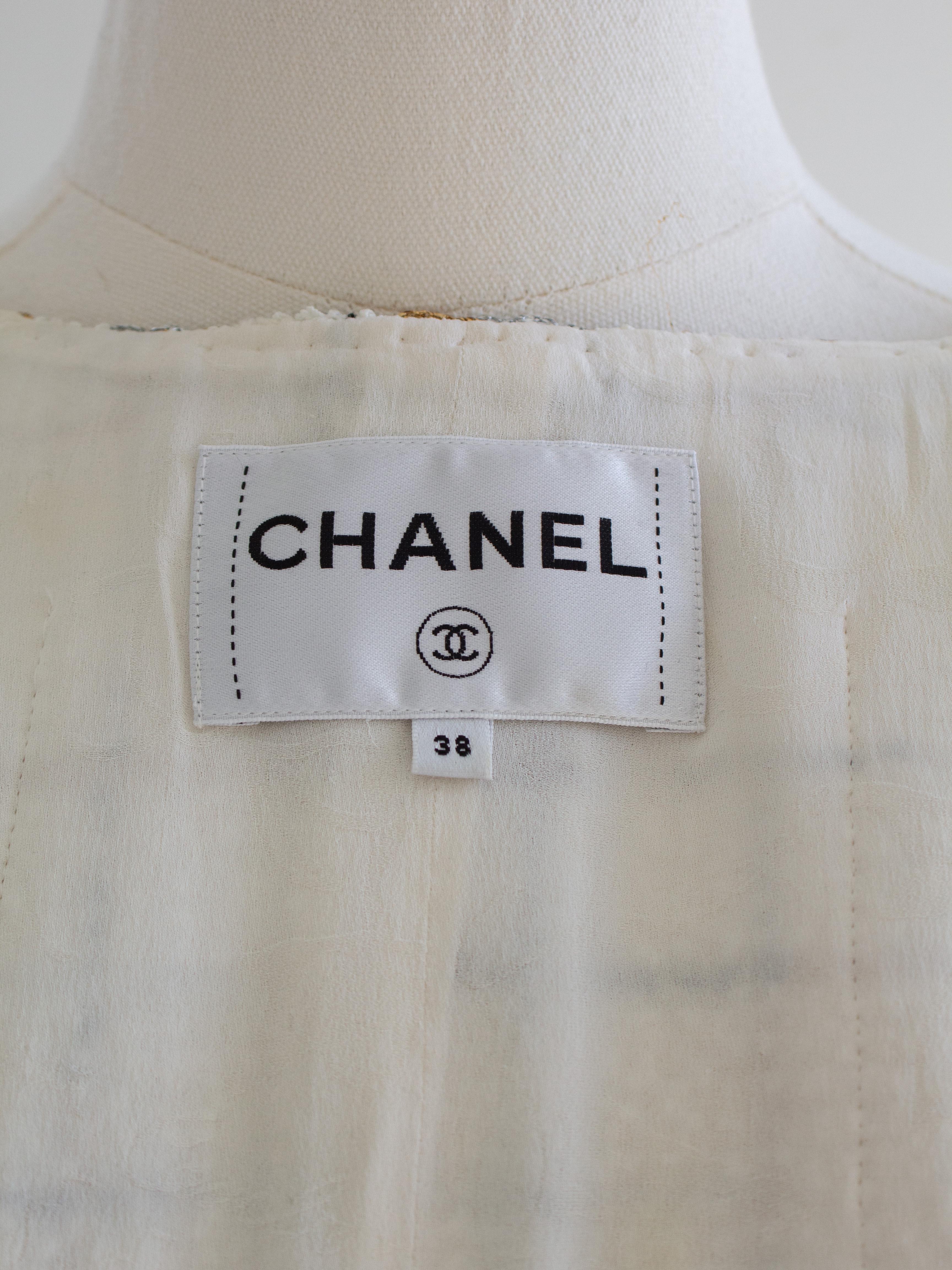 Chanel P/E 2017 Robot Cocobot Oro Bianco Nero Fantasia Tweed 17S Giacca Abito in vendita 11