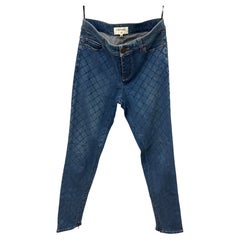 Chanel S/S 2018 blue quilted stretchy jeans by Karl Lagerfeld