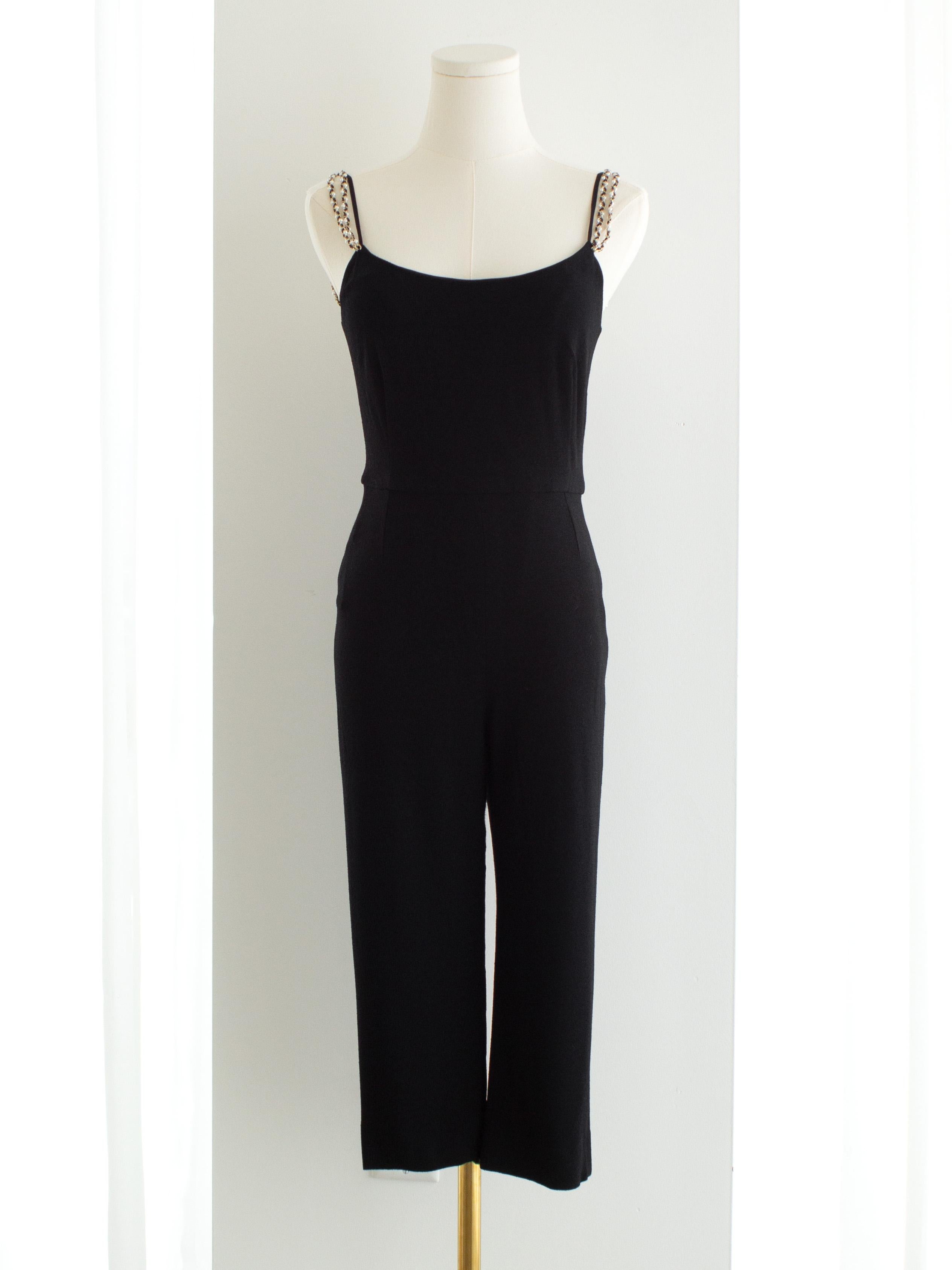 Chanel S/S 2019 Negro Tirantes Perla Pasarela 19S 19P Romper Mono en Bueno estado para la venta en Jersey City, NJ