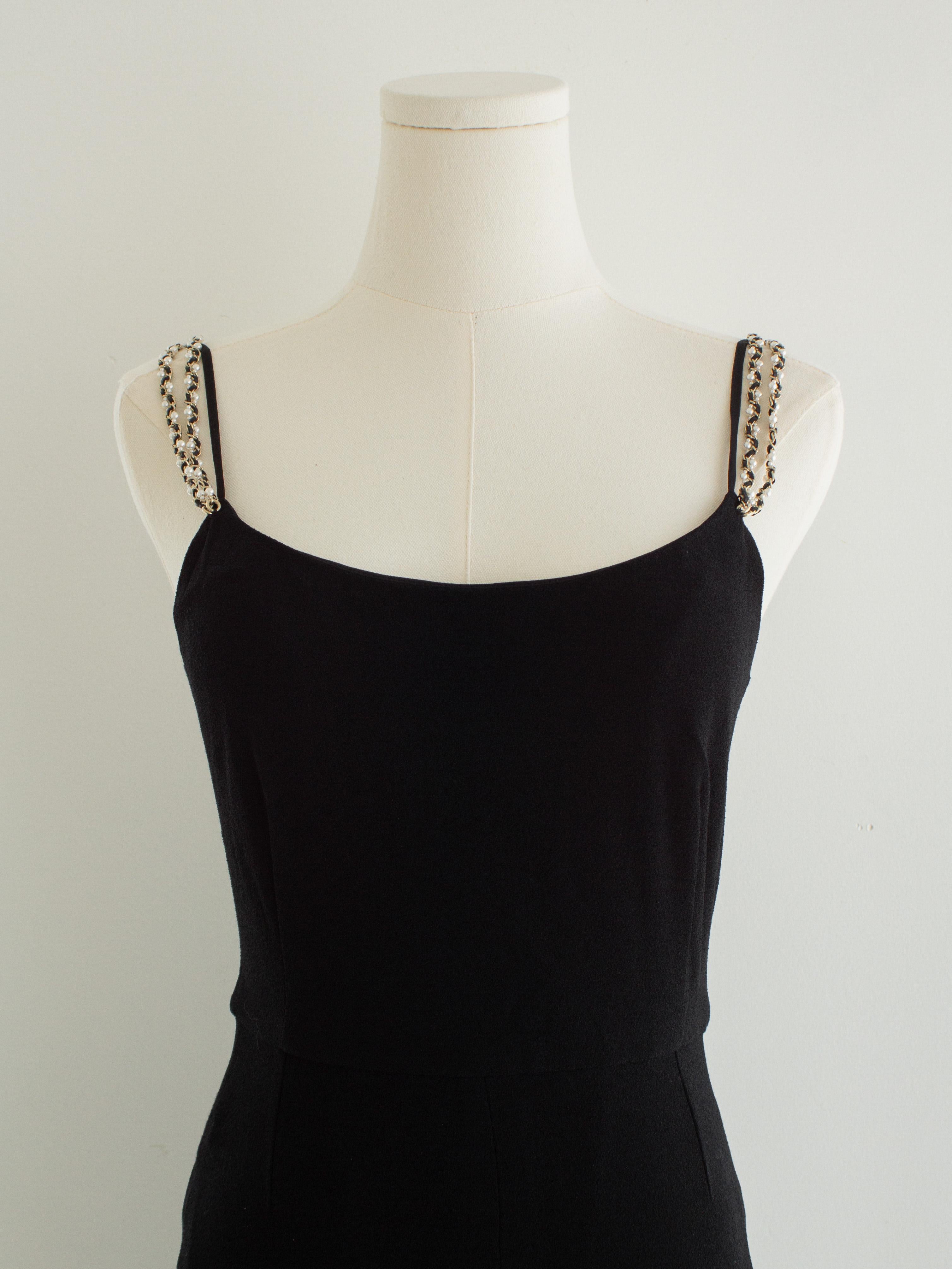 De las mujeres Chanel S/S 2019 Negro Tirantes Perla Pasarela 19S 19P Romper Mono en venta