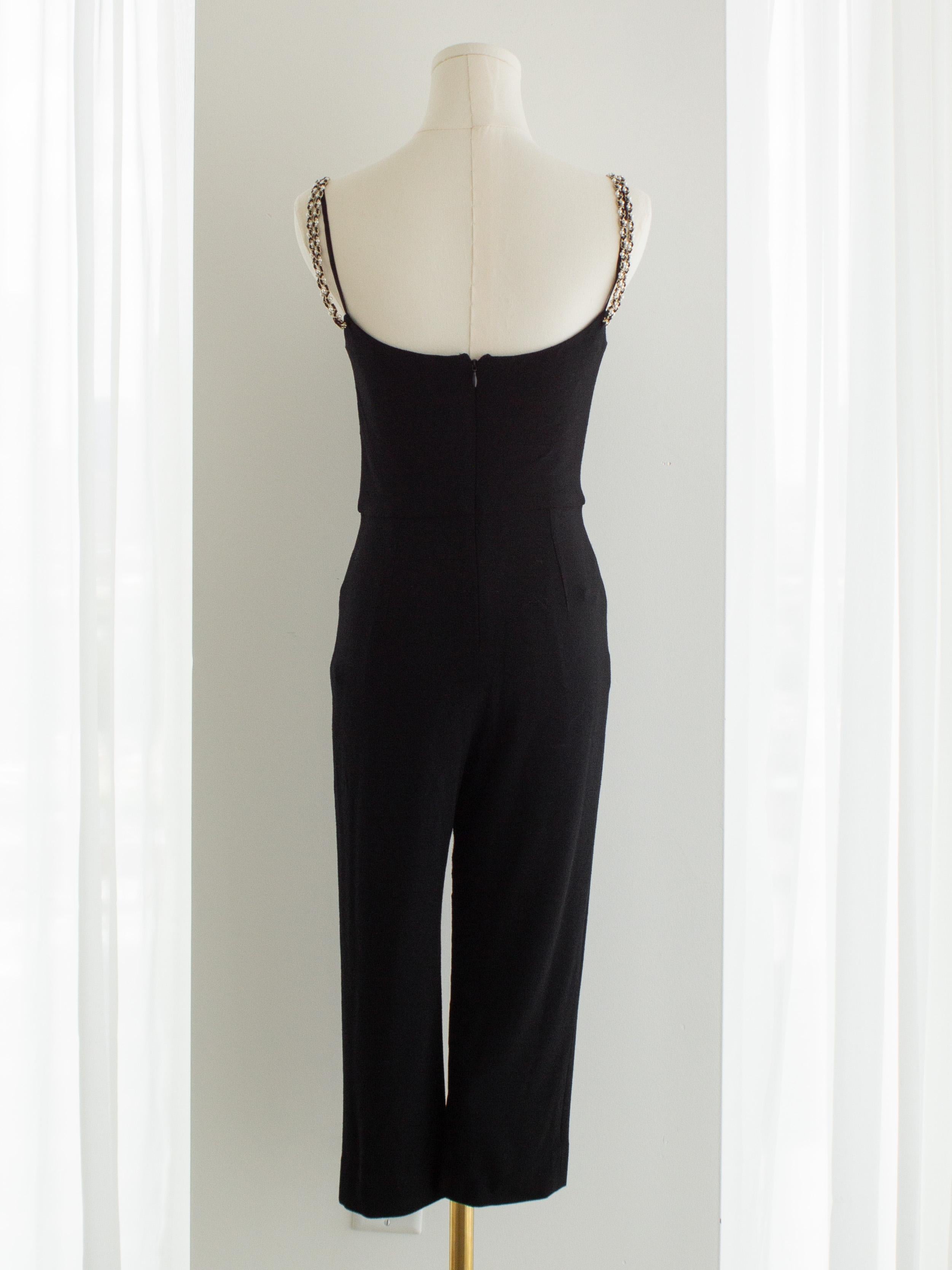 Chanel S/S 2019 Negro Tirantes Perla Pasarela 19S 19P Romper Mono en venta 2
