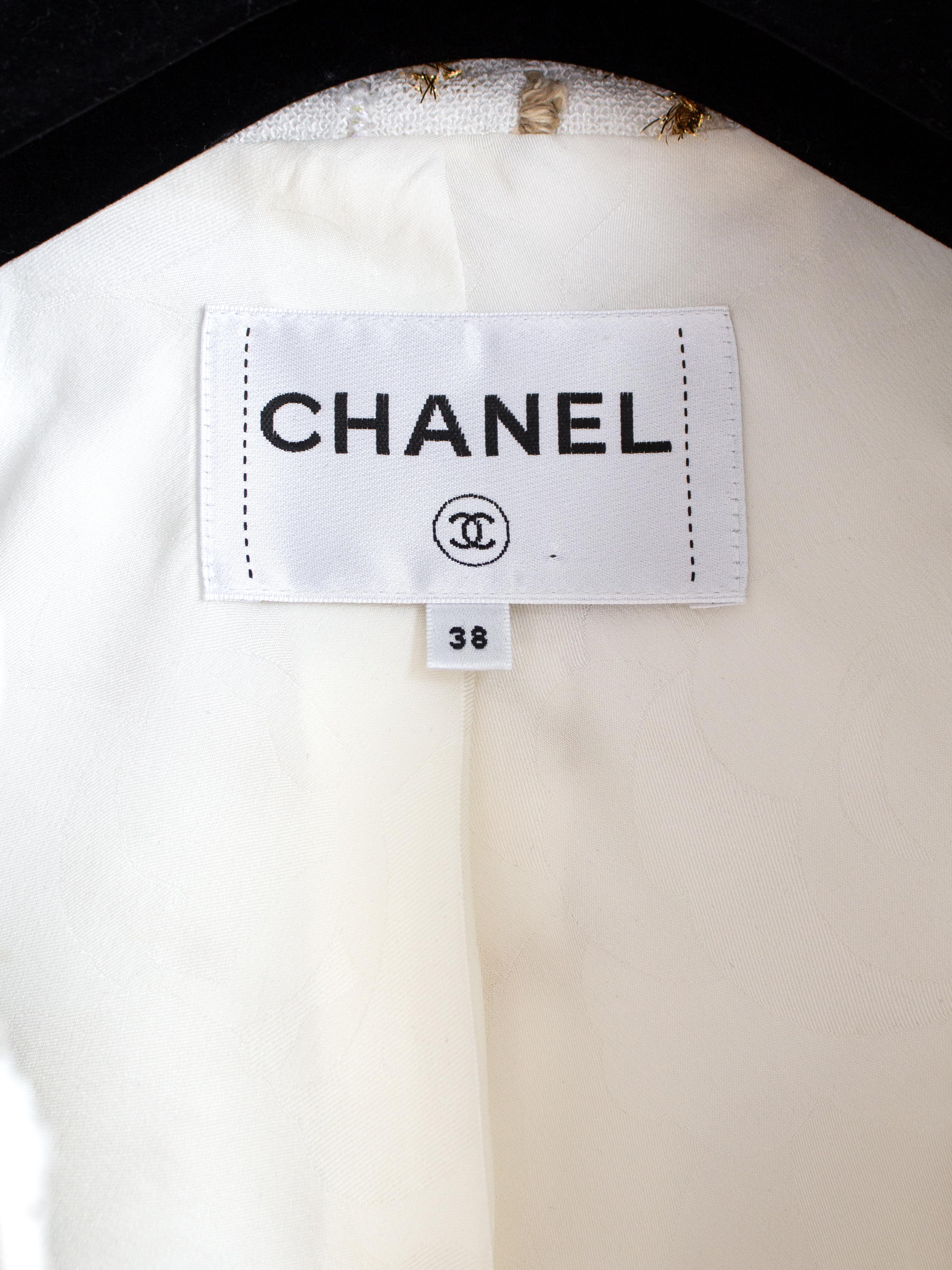 Chanel F/S 2019 By The Sea Weißgold Schwarze Jacke mit Schleife verschönert 19P 19S Jacke  im Angebot 4