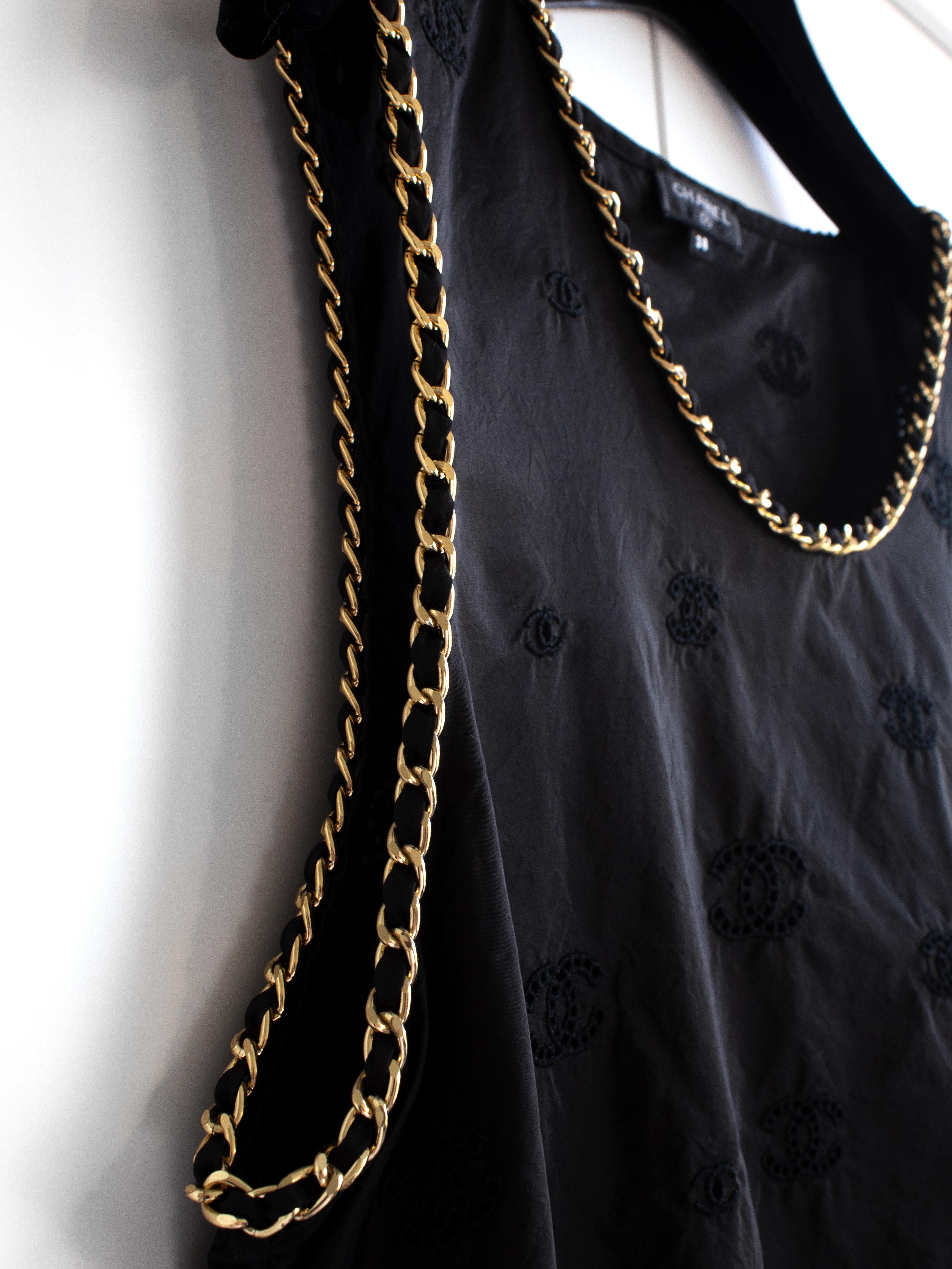 Chanel S/S 2019 Pre-Collection Black CC Logo Gold Chain 19P Crop Top 3