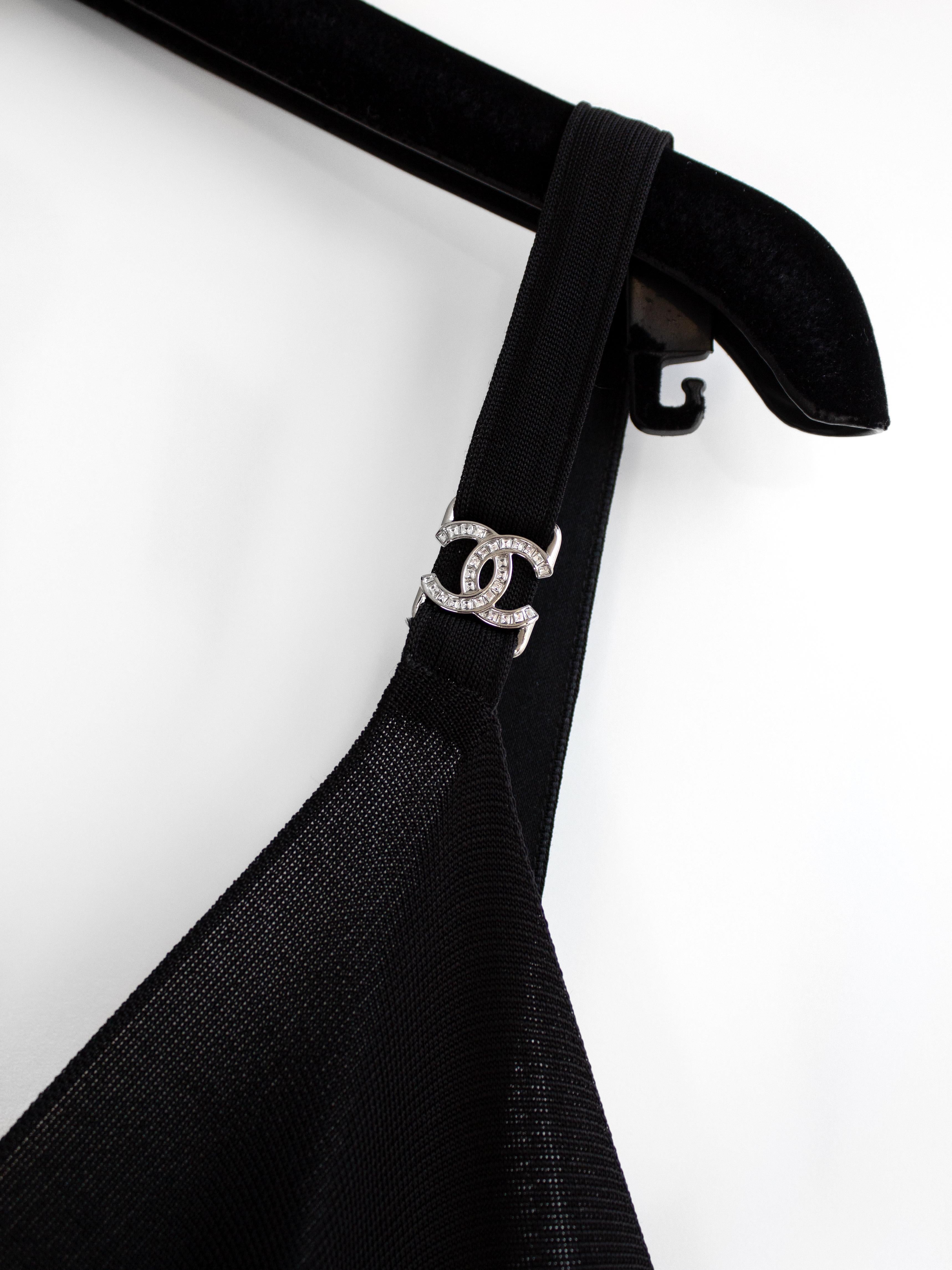 Chanel S/S 2020 Black CC Crystal Logo 20P 20S Mini LBD Dress 1