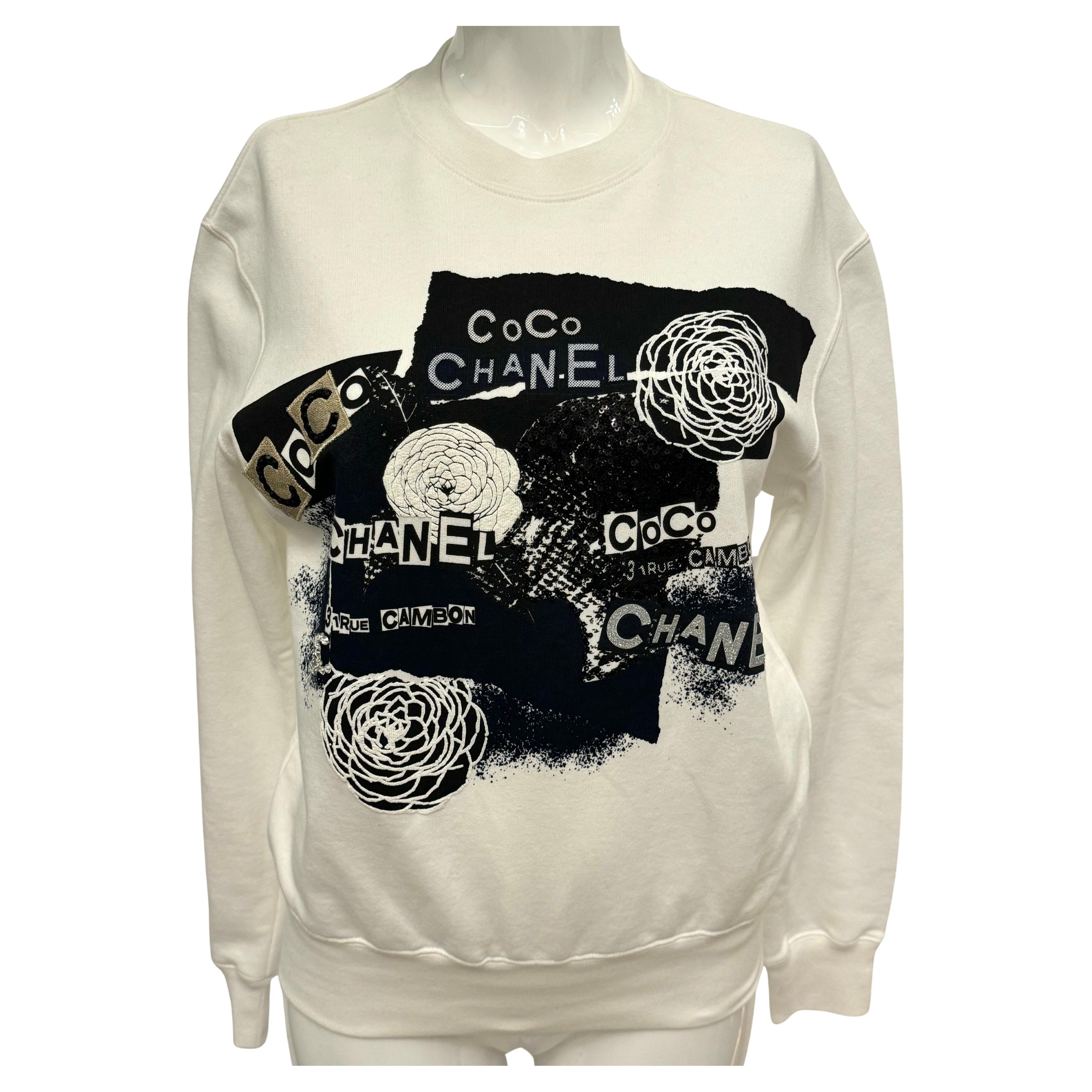 Chanel S/S 2020 graffiti CC logo white sweatshirt