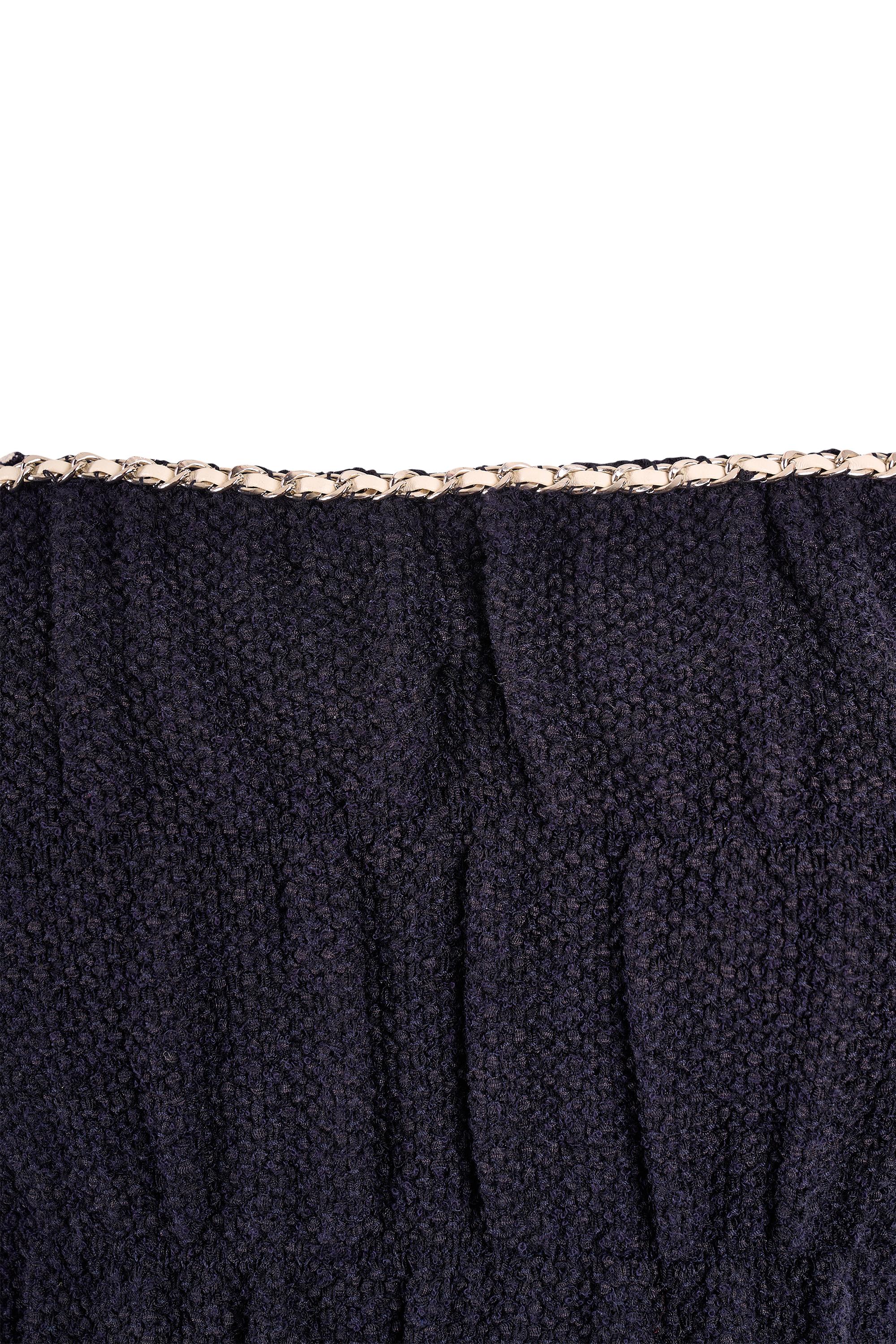 Noir Chanel S/S 2021 - Top en maille à épaules dénudées - Bleu marine en vente