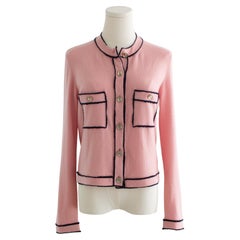 Chanel S/S 2021 Pink Cashmere Navy CC N5 21P 21S Cardigan