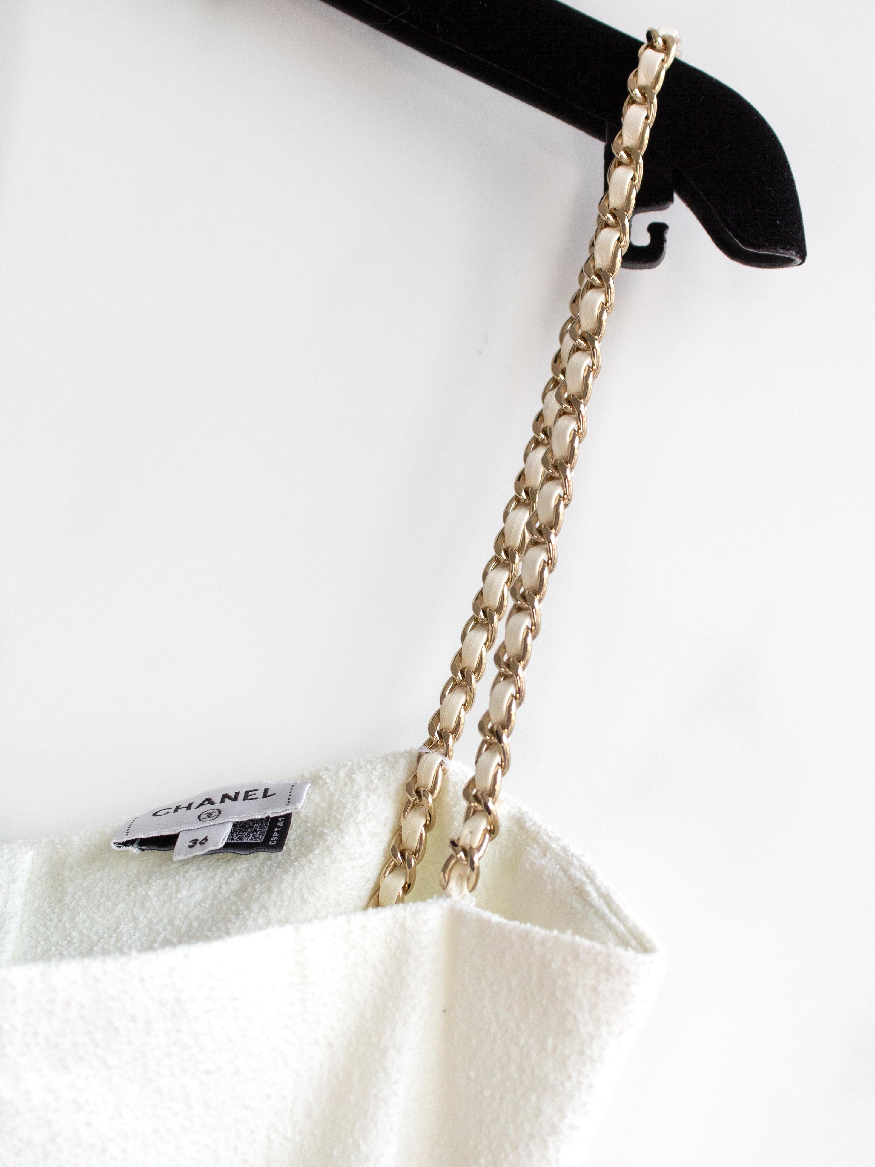 Chanel S/S 2022 White Black Gold Chain CC 22S Romper Jumpsuit 6