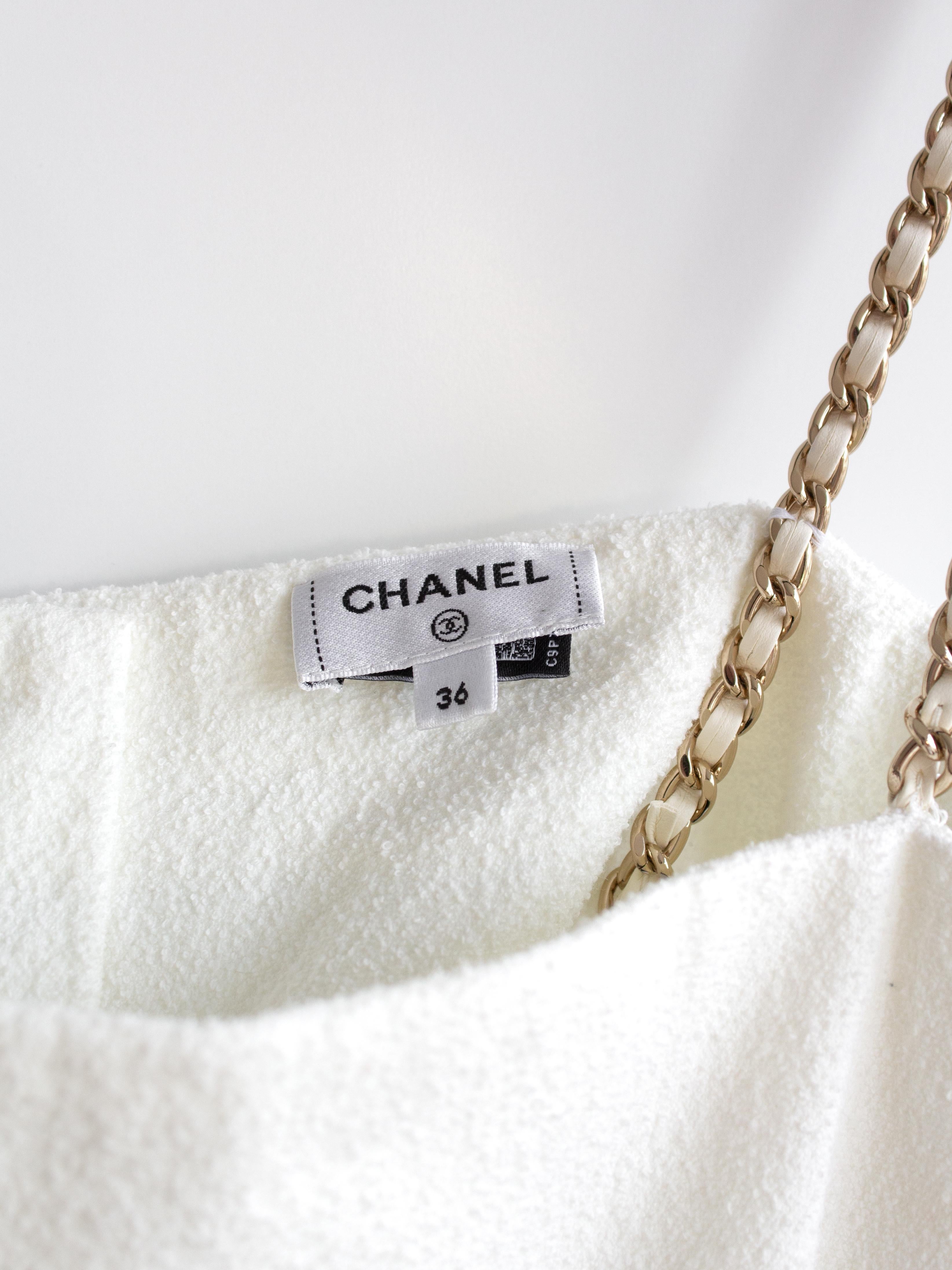 Chanel S/S 2022 White Black Gold Chain CC 22S Romper Jumpsuit 9