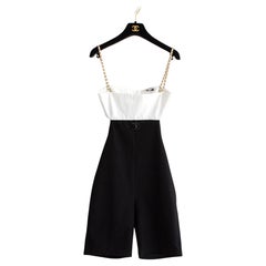 Chanel S/S 2022 White Black Gold Chain CC 22S Romper Jumpsuit