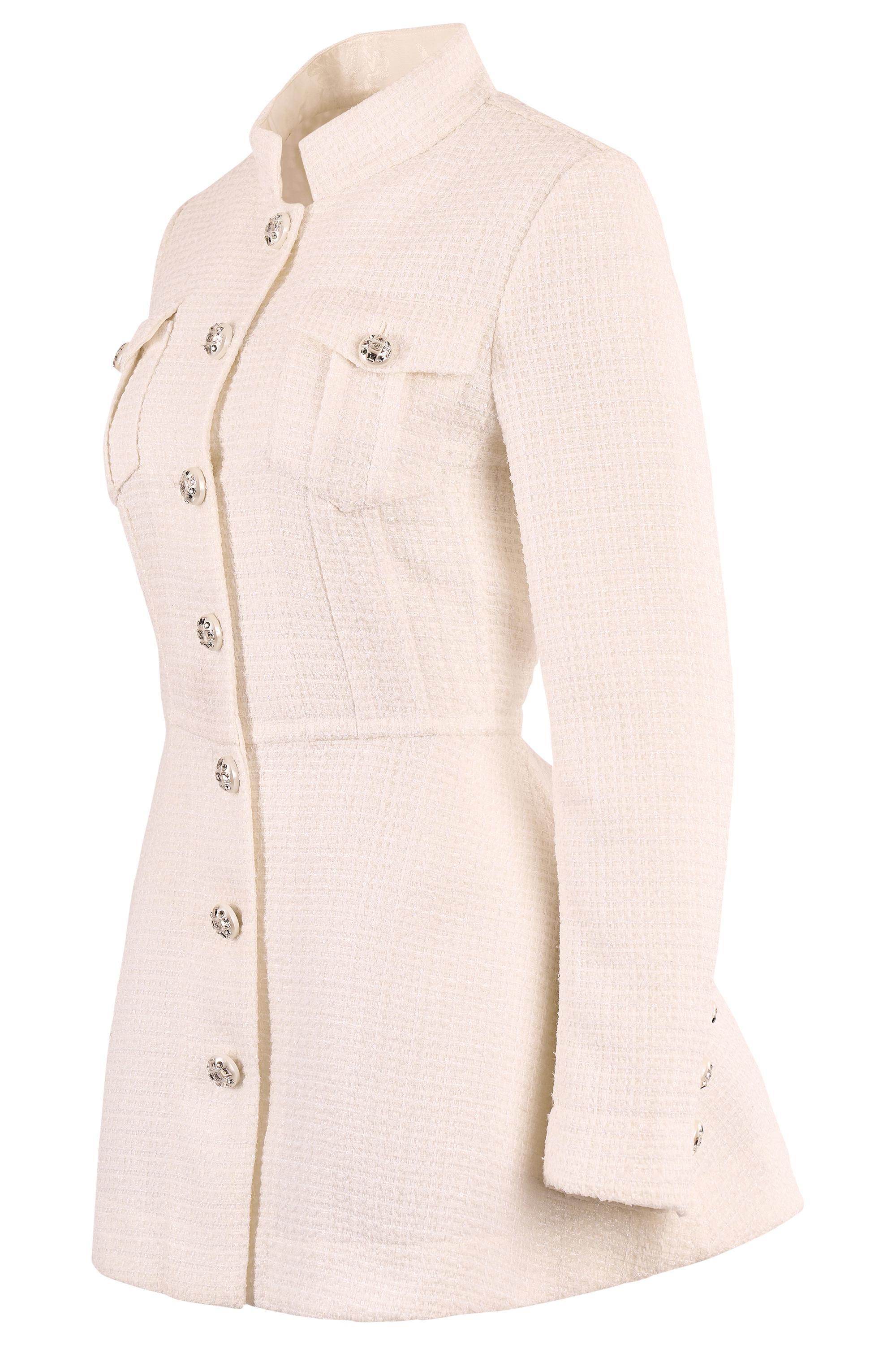 Bianco Chanel S.S. 2023 Giacca in tweed bianco in vendita
