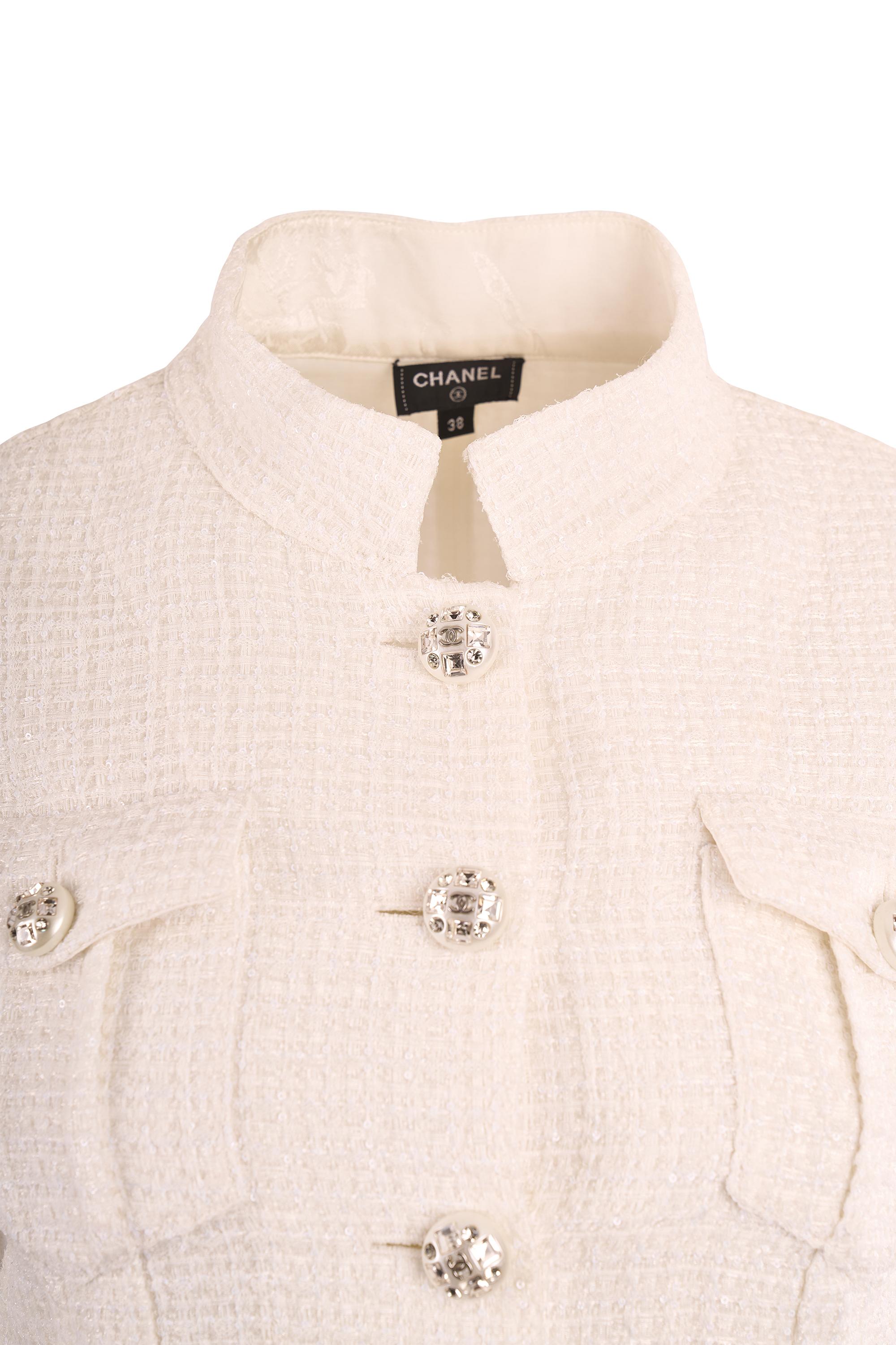 Chanel S.S. 2023 Giacca in tweed bianco In condizioni ottime in vendita a London, GB