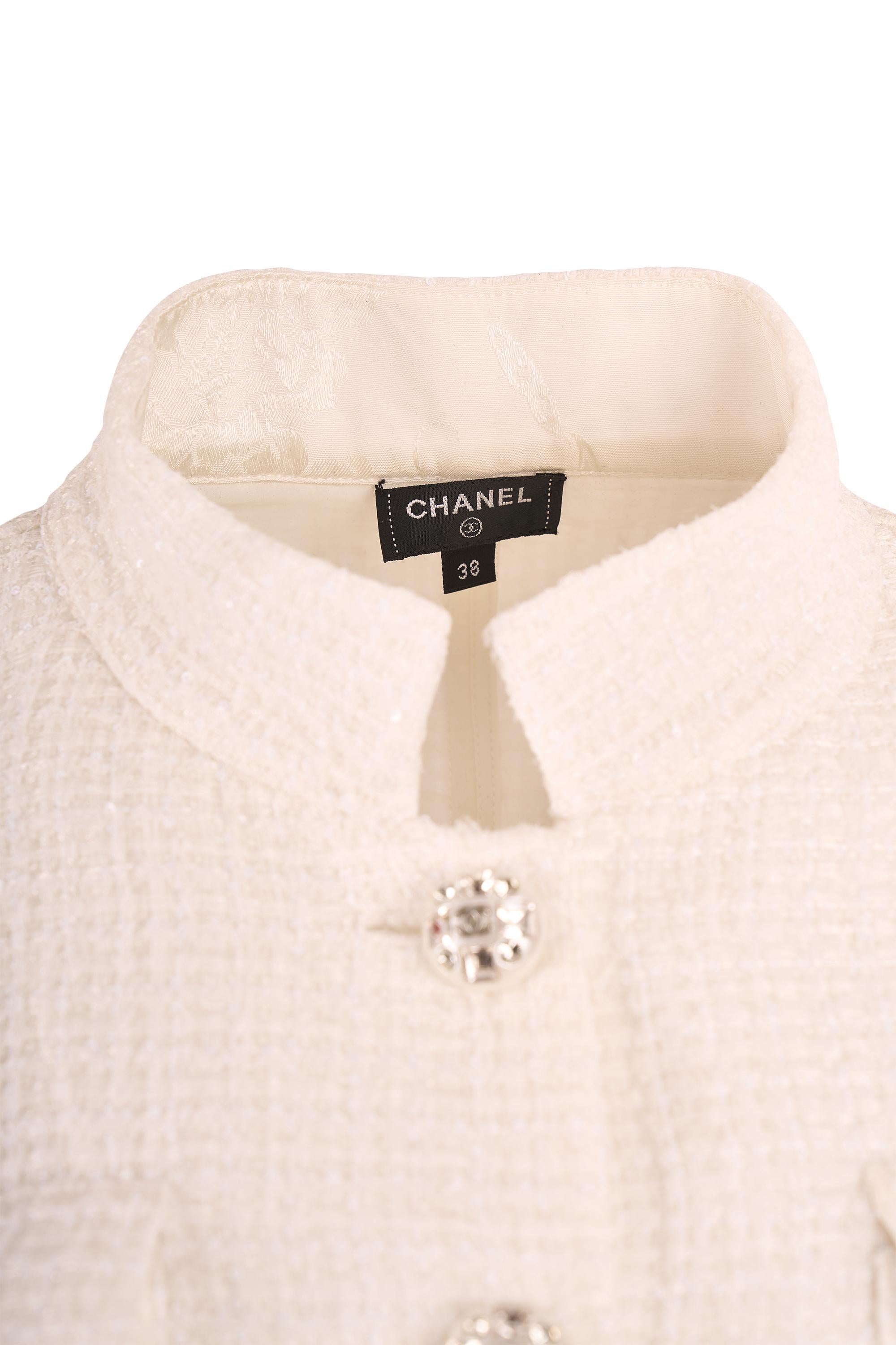 da uomo o donna Chanel S.S. 2023 Giacca in tweed bianco in vendita