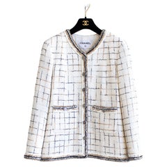 Chanel S/S2017 Robot Cocobot White Gold Black Fantasy Check Tweed 17S Jacket