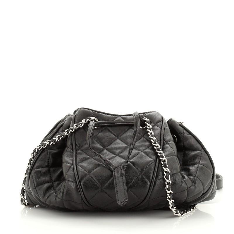 Black Chanel Sac Cordon Shoulder Bag Quilted Lambskin Medium