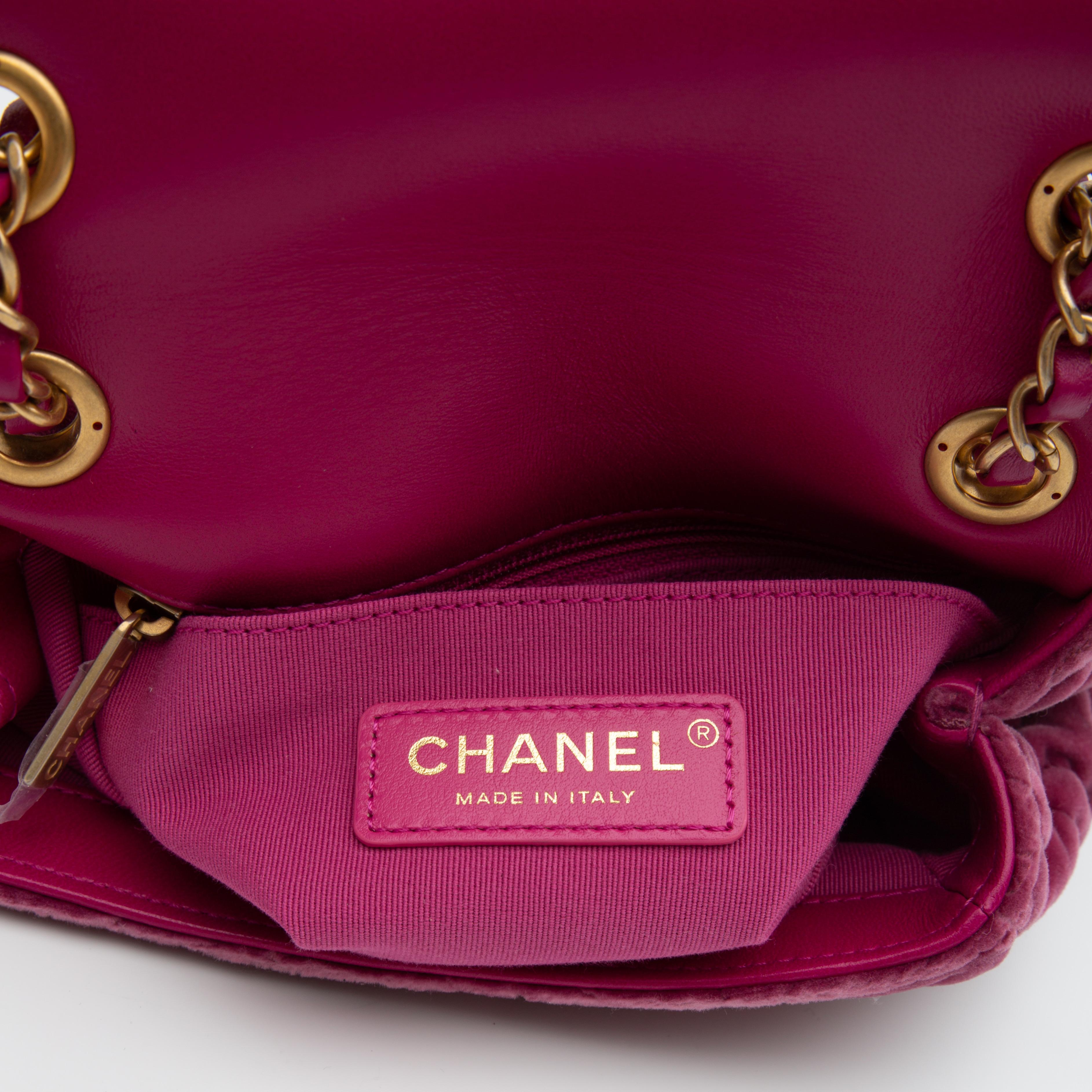 Chanel Sac Rabbet Square Flap Camelia Jacuard Velour Rose (2021) 1