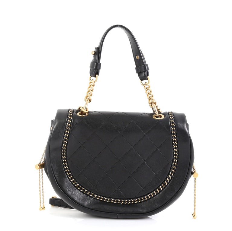Chanel Saddle Bag Quilted Leather with Chain Detail Small at 1stDibs
