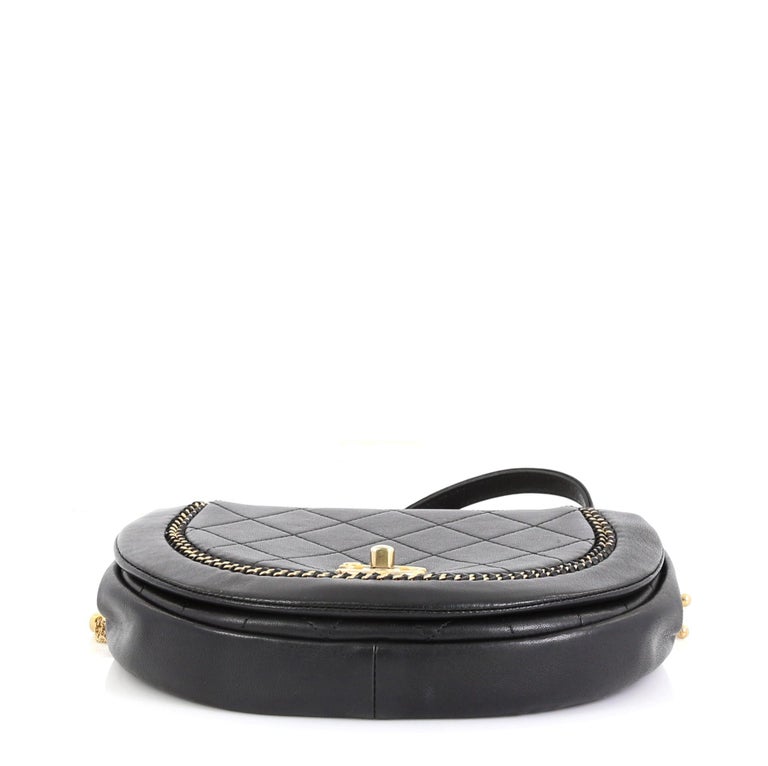 Chanel Saddle Bag Quilted Leather with Chain Detail Small at 1stDibs