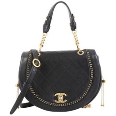 Chanel Saddle Bag Quilted Leather with Chain Detail Small